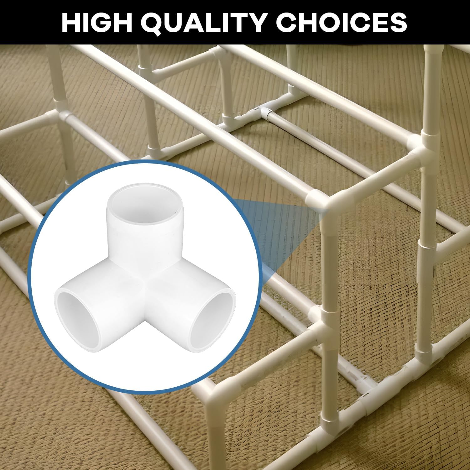 12-Pack 3 Way PVC Fittings 3/4 Inch, Furniture Grade PVC Pipe Connector Elbow for All DIY Structure and Frames, SCH40 Pipe Tee Corner Fitting
