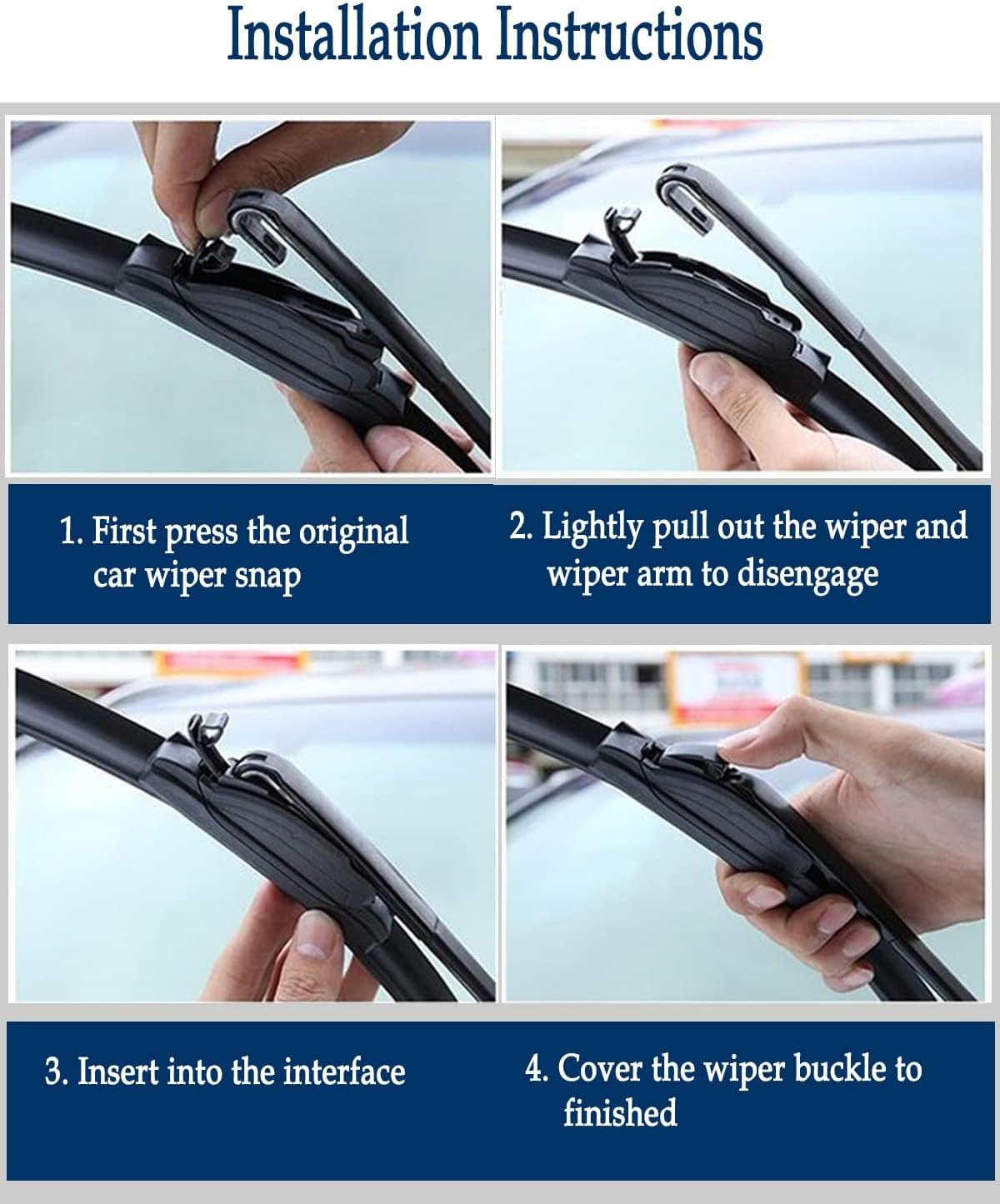 2Pcs Windshield Wipers-22" + 22" Premium All-Seasons Auto Windshield Wiper Blades for My Car Set of 2 -J-Hook