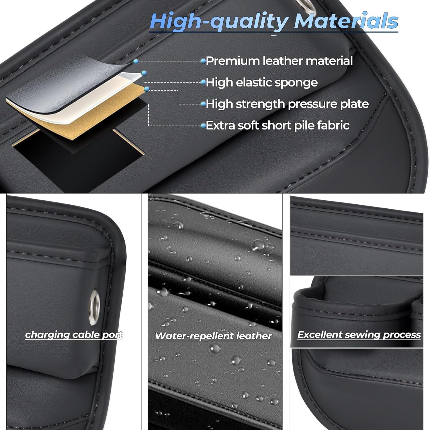 Anti-Drop Car Seat Gap Filler Organizer, Premium Leather Console Organizer, Easy Access to Phone/Keys, Universal Fit for Car SUV Truck Multi-Purpose Essentials Organizer 2PC