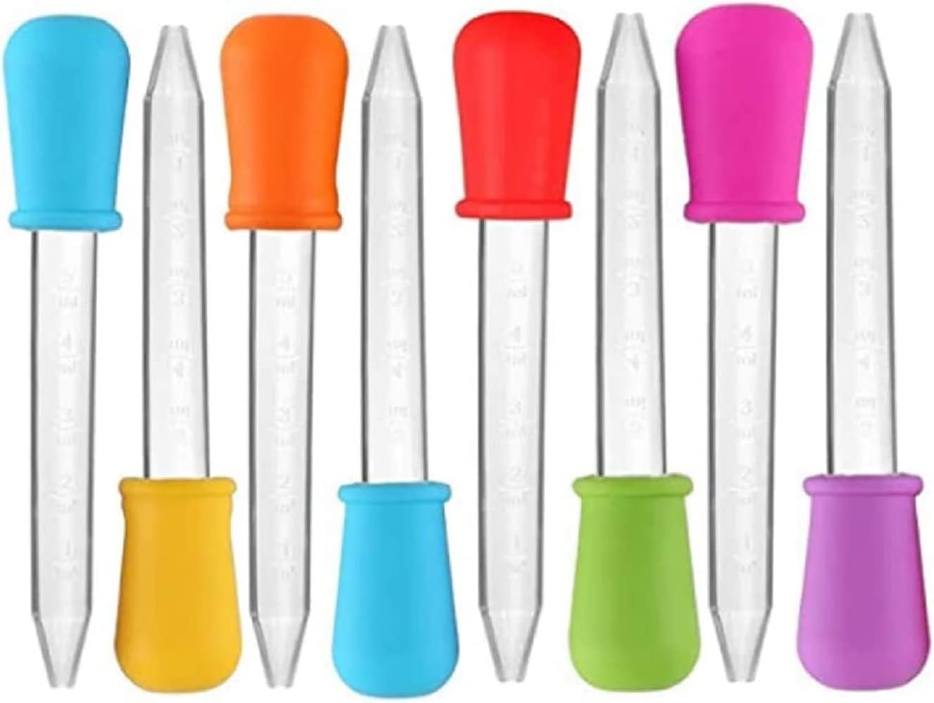 5ml Liquid Droppers Clear Medicine Silicone and Plastic Pipettes Eye Dropper with Bulb Tip for Kids Candy Molds 8 Pack