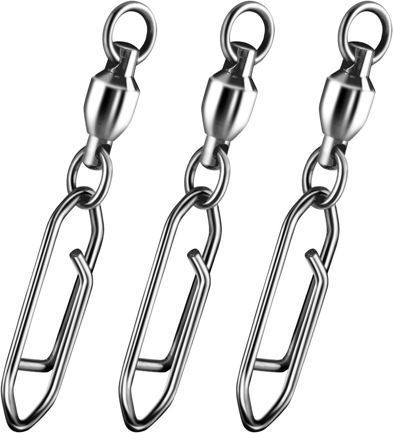 30-Pack Fishing Speed Clips Quick Change Snap Swivels - High Strength Stainless Steel Ball Bearing Swivel for Freshwater Saltwater - #1 Size 44lb Strength 1.22in Length