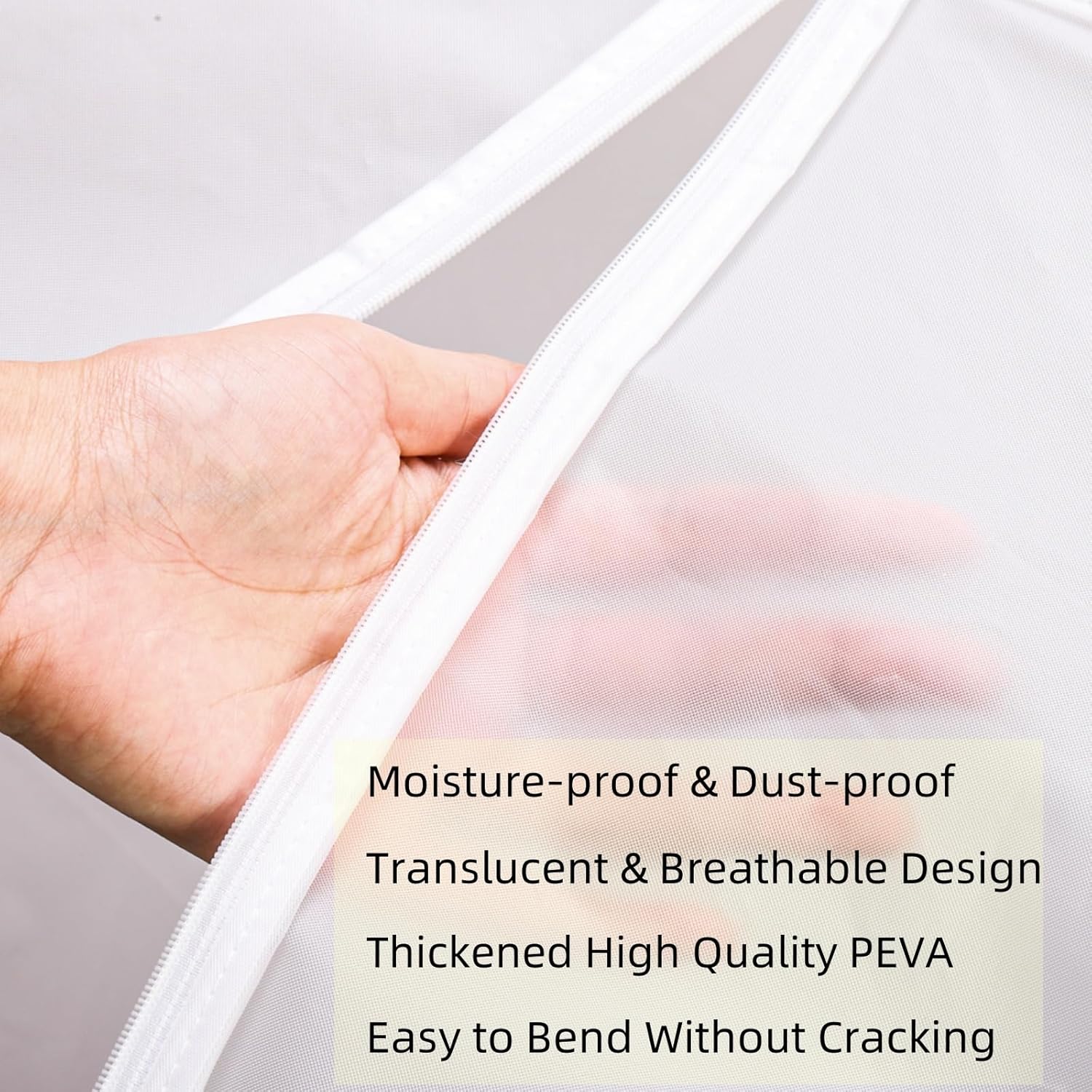 4 Pack Hanging Garment Bags, 43" 35" Long Large Closet Clothes Protector with Zipper, Plastic Jackets Storage Rack Cover for Shirt Suits Coat Dress, Bottom Enclosed Rack not included