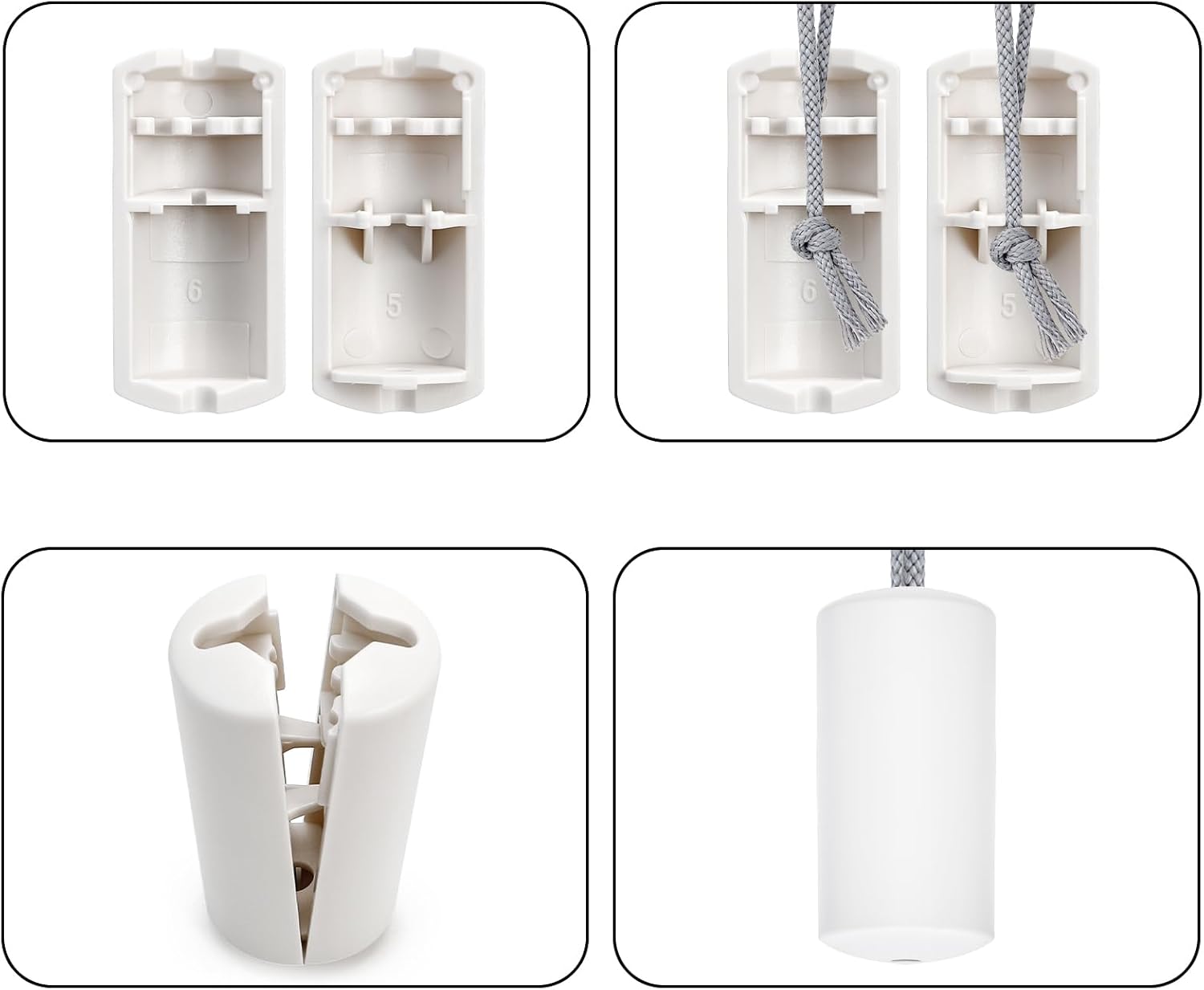 20 Packs Pull Cord Knobs for Window Blind, Safety Breakaway Condensers, White Cylinder Blind Tassels Pendant, Decorative Drops End Home Office Roman Shades Accessories