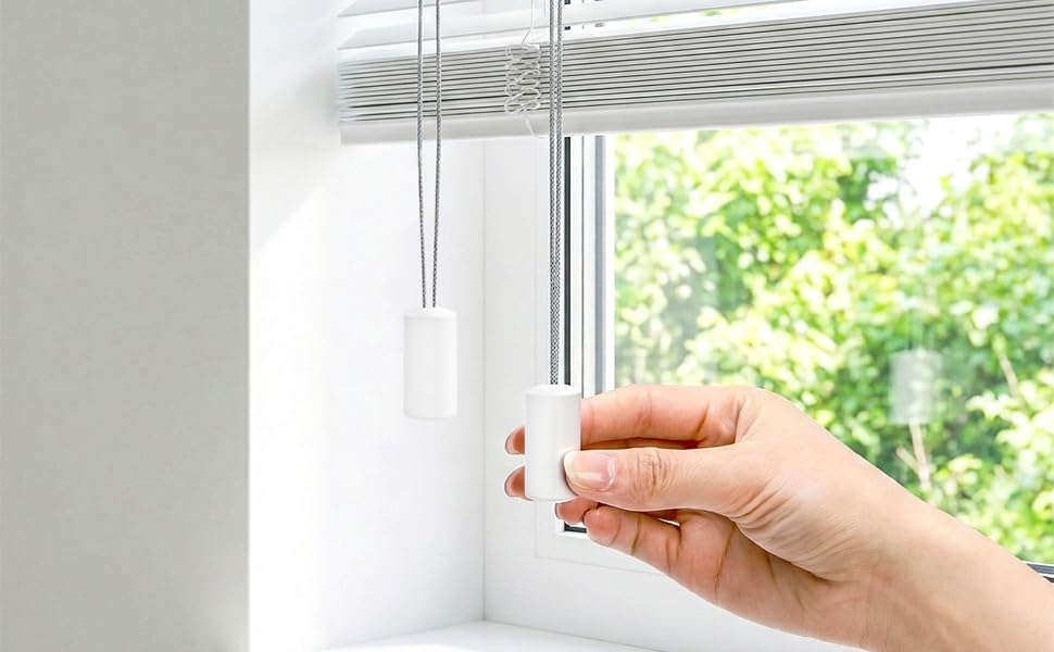 20 Packs Pull Cord Knobs for Window Blind, Safety Breakaway Condensers, White Cylinder Blind Tassels Pendant, Decorative Drops End Home Office Roman Shades Accessories