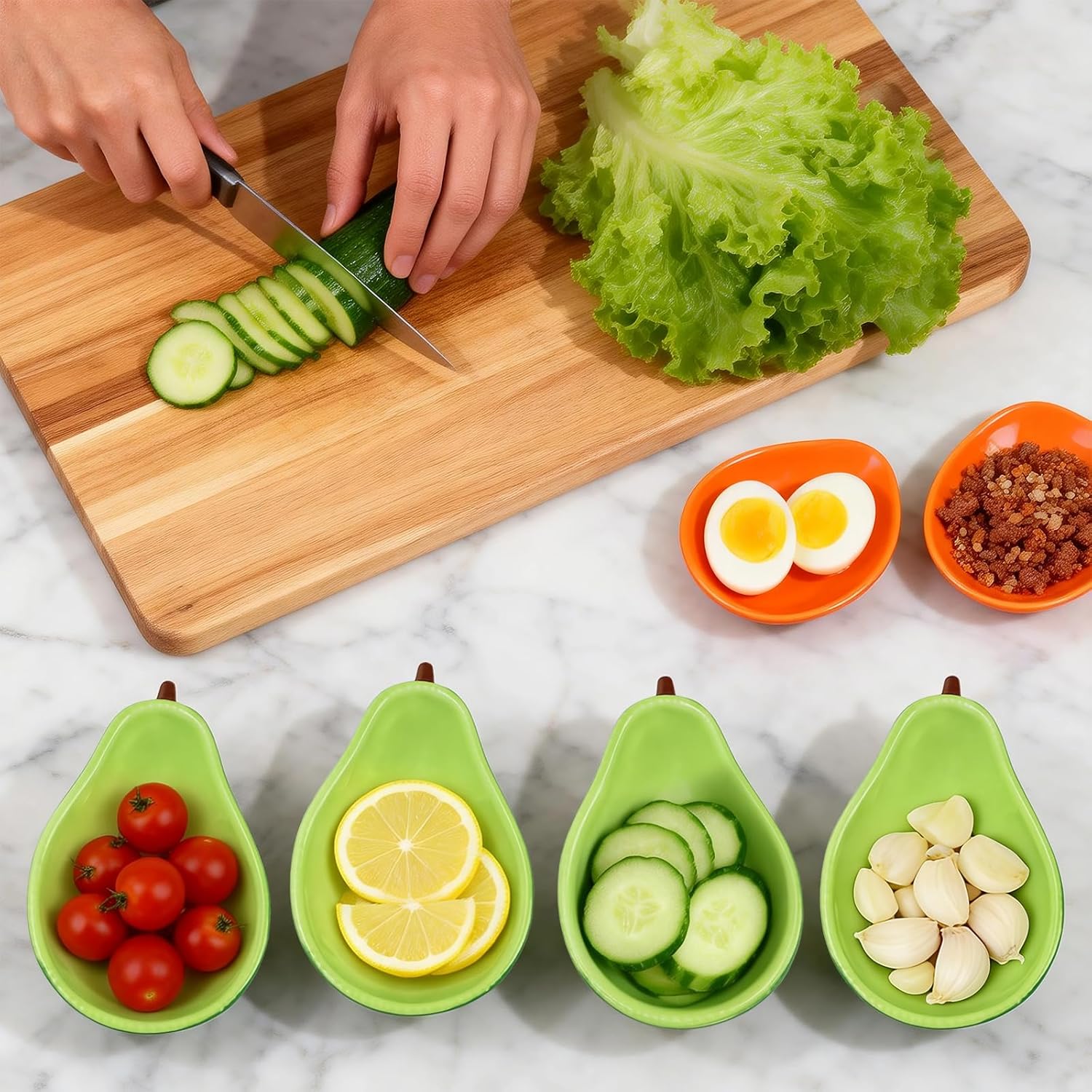 4 Pack Avocado Spoon Rest for Stove Top, 6.5 Inch Cute Ceramic Holder, Heat-Resistant Kitchen Counter Ladle Spoonrest, Large Cooking Utensil Dish Spatula, Tongs, Housewarming Gifts