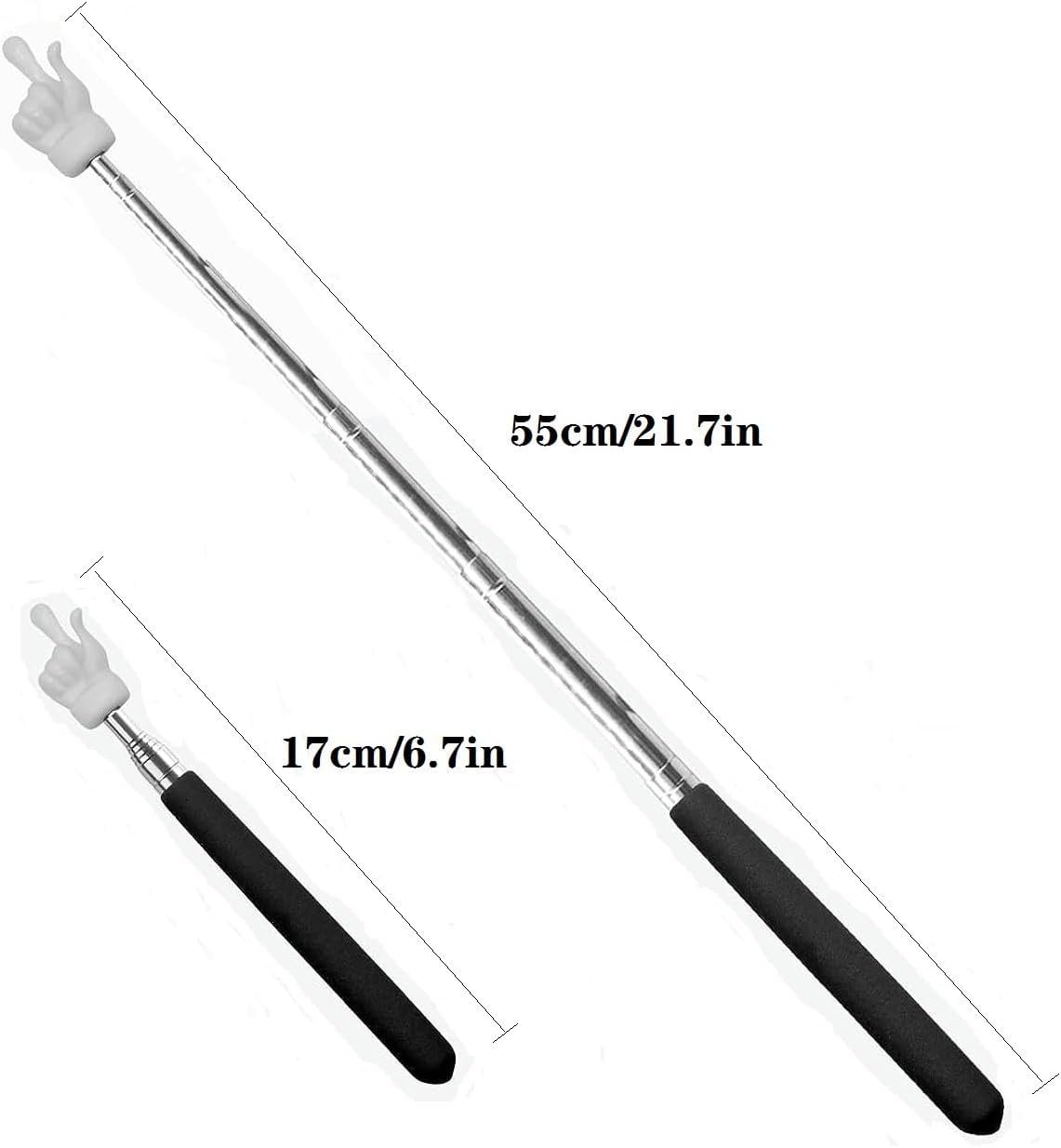 Teacher Pointer Sticks Finger,Pointer for Classroom,Telescoping Hand Pointer, Retractable Classroom Fingers Elementary School Kindergarten Teacher,Classroom Supplies 1 PCS, Black Black 1 PCS