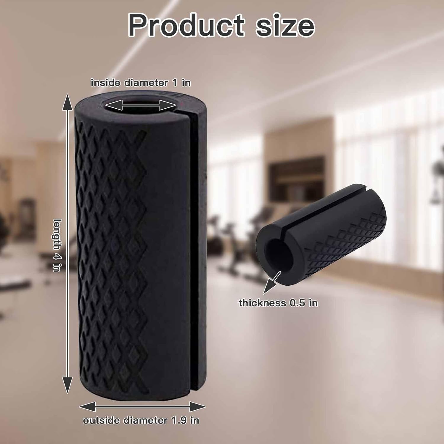Thick Dumbbell & Barbell Grips for Weightlifting - High-Density Silicone Rubber, Non-Slip Gym Muscle Growth, Hand Stress Relief, Arm Blaster Adapter 1 Pair Black