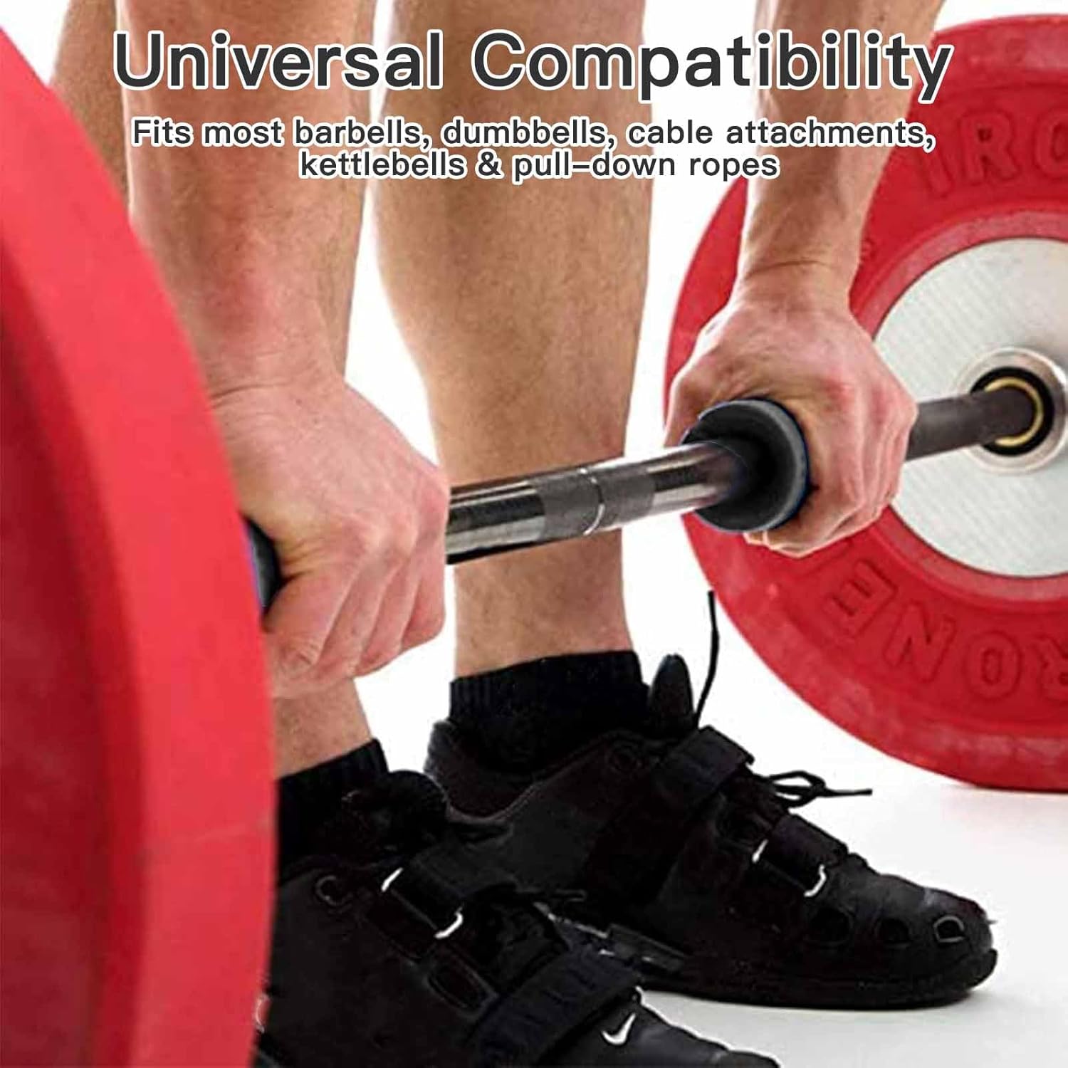 Thick Dumbbell & Barbell Grips for Weightlifting - High-Density Silicone Rubber, Non-Slip Gym Muscle Growth, Hand Stress Relief, Arm Blaster Adapter 1 Pair Black