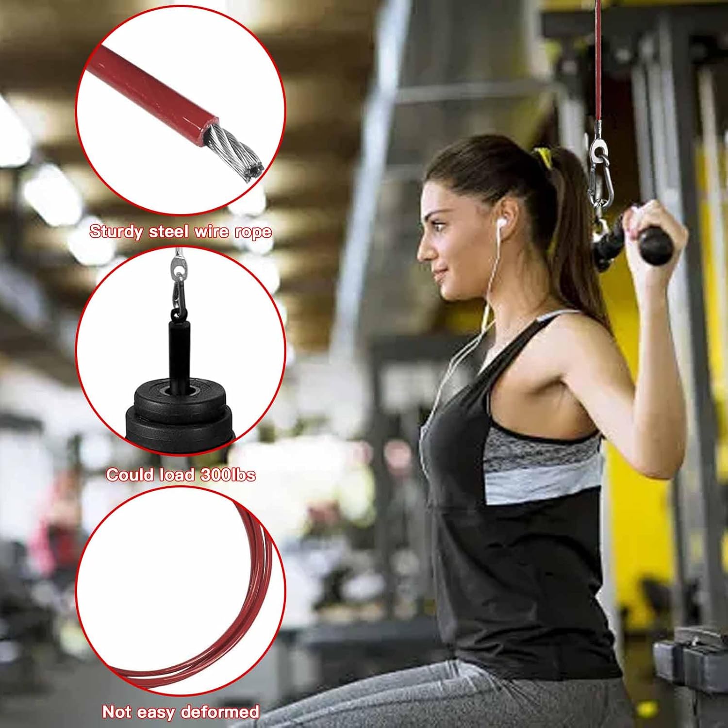 Replacement Cables for Home Gym, Fitness Pulley Cable, Weight Machine Cable -Thick 5mm 0.2inch Heavy Duty Steel Wire Rope Gym 138''