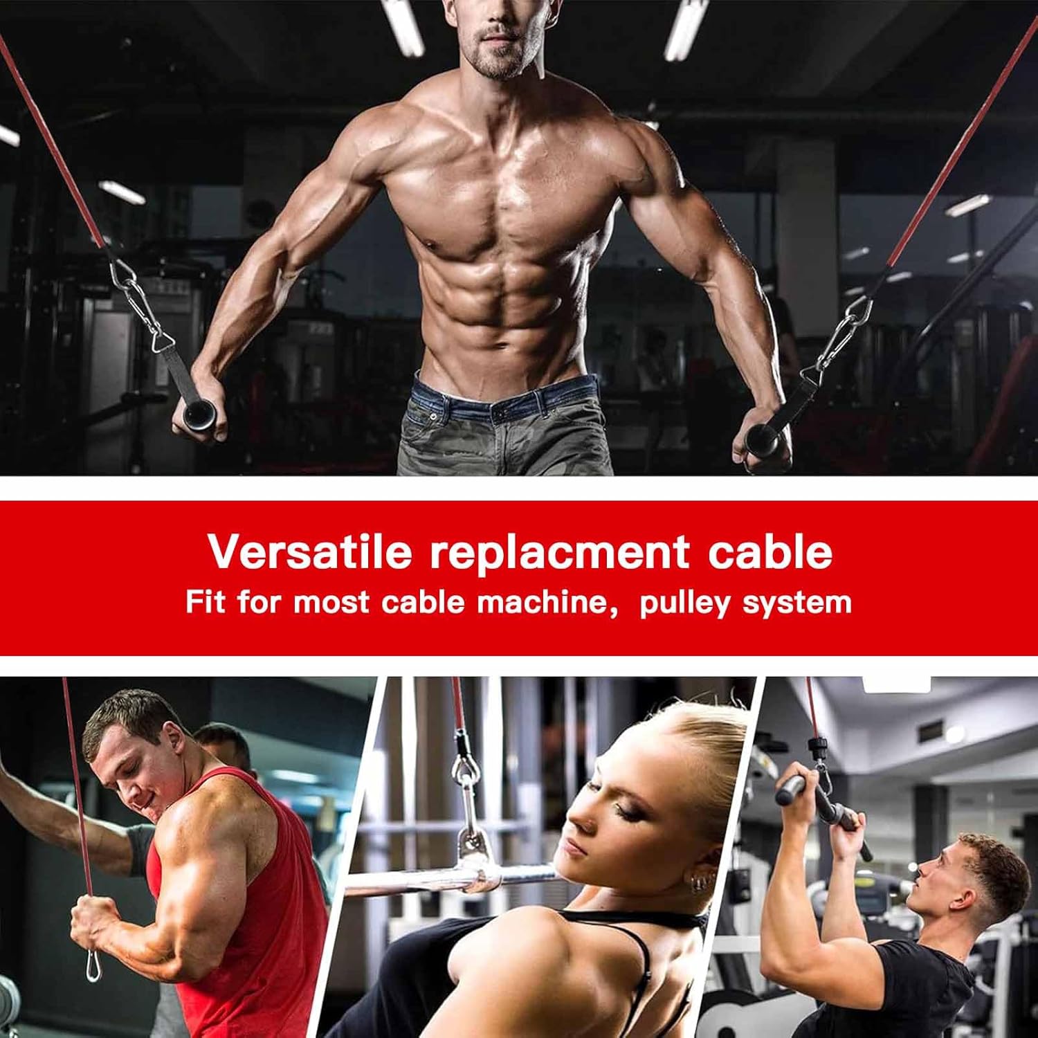 Replacement Cables for Home Gym, Fitness Pulley Cable, Weight Machine Cable -Thick 5mm 0.2inch Heavy Duty Steel Wire Rope Gym 138''