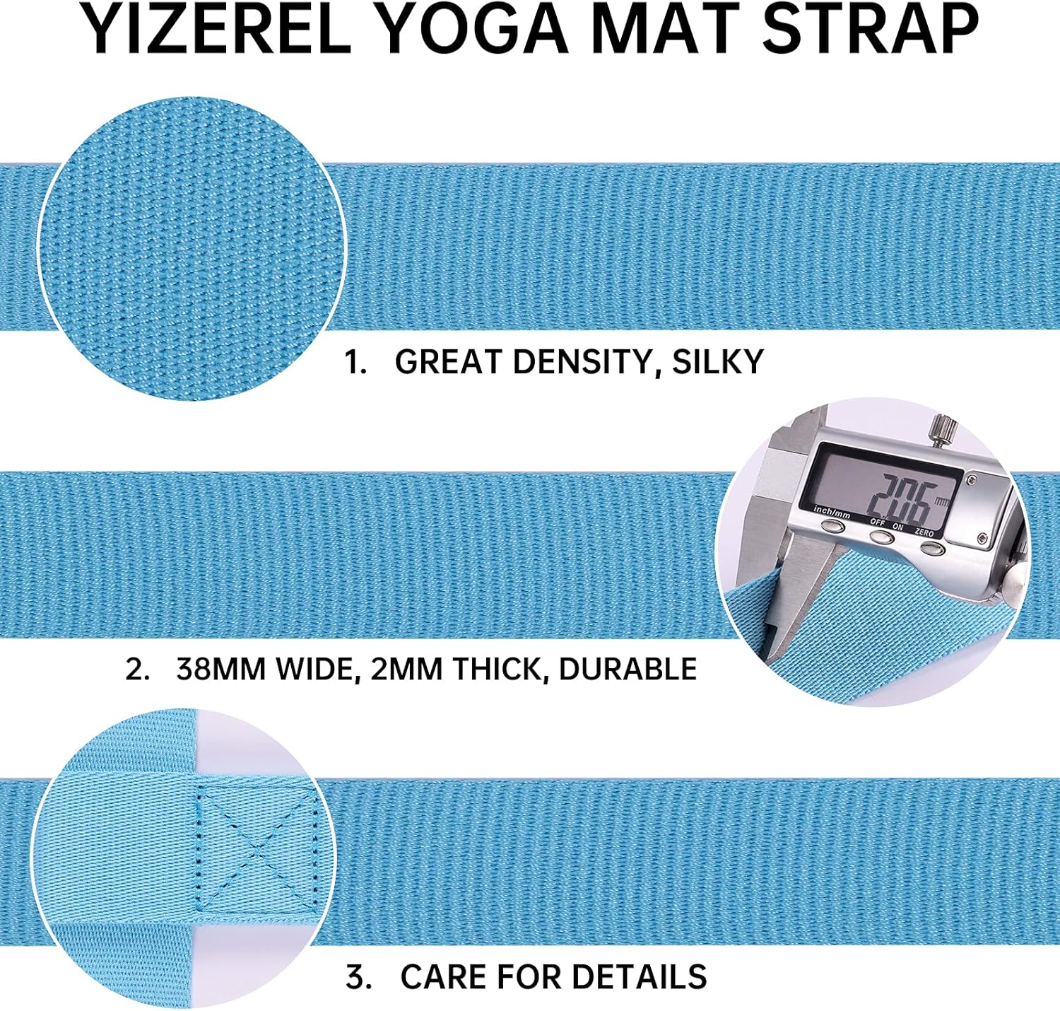 2 Packs Yoga Mat Strap for Carrying, Carrier, Adjustable Sling Exercise Black + Turquoise