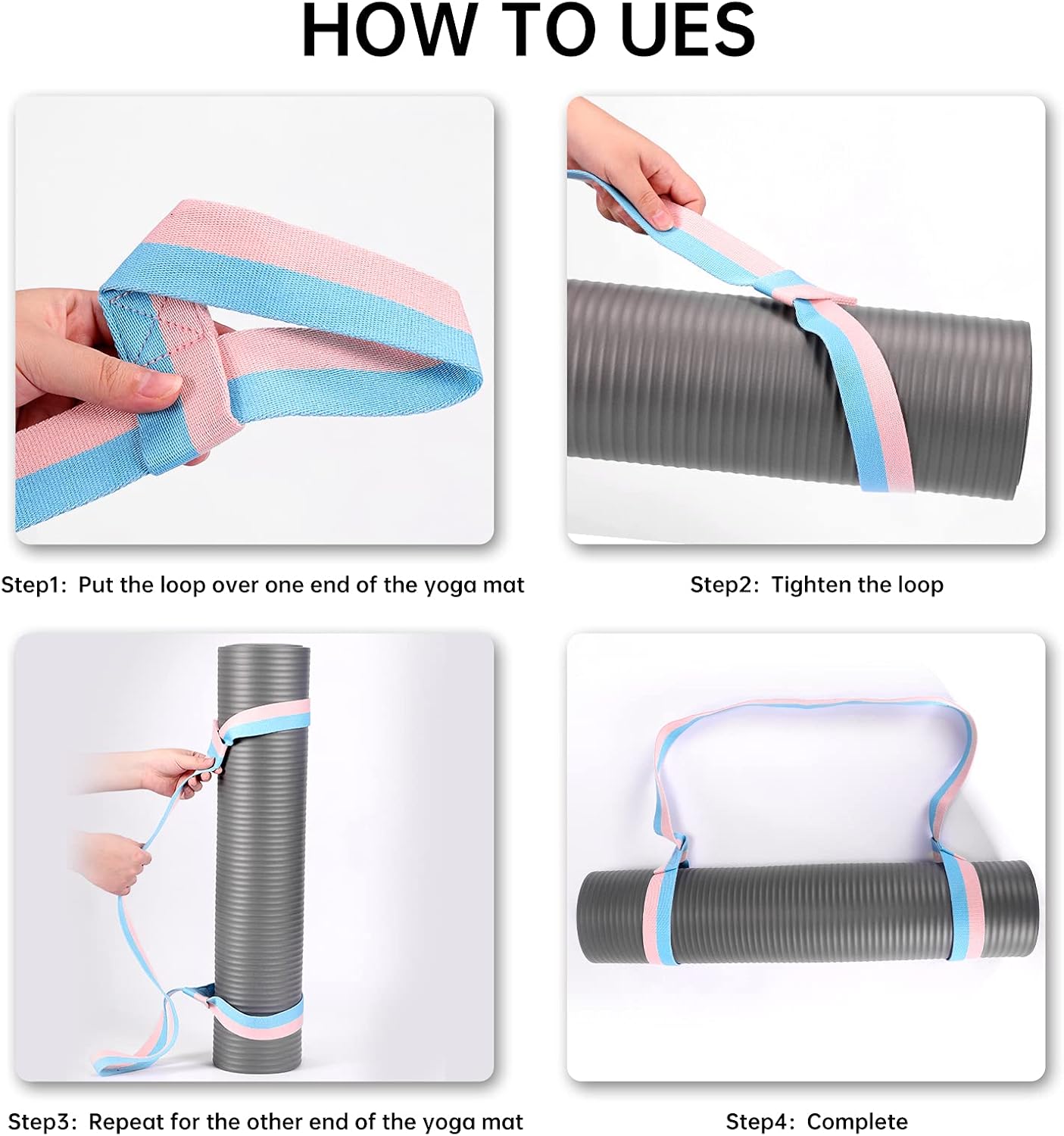 2 Packs Yoga Mat Strap for Carrying, Carrier, Adjustable Sling Exercise Black + Turquoise