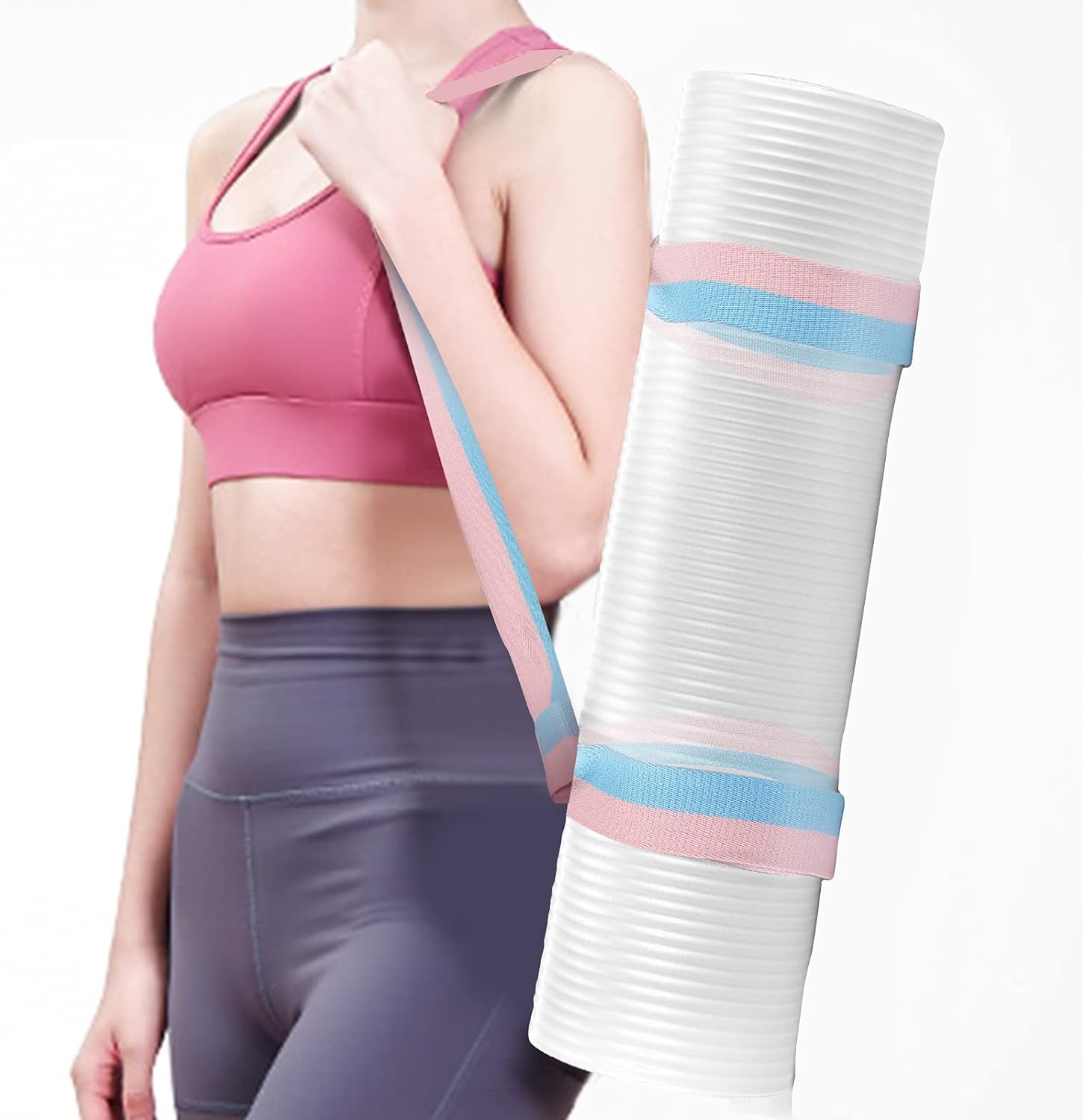 2 Packs Yoga Mat Strap for Carrying, Carrier, Adjustable Sling Exercise Black + Turquoise