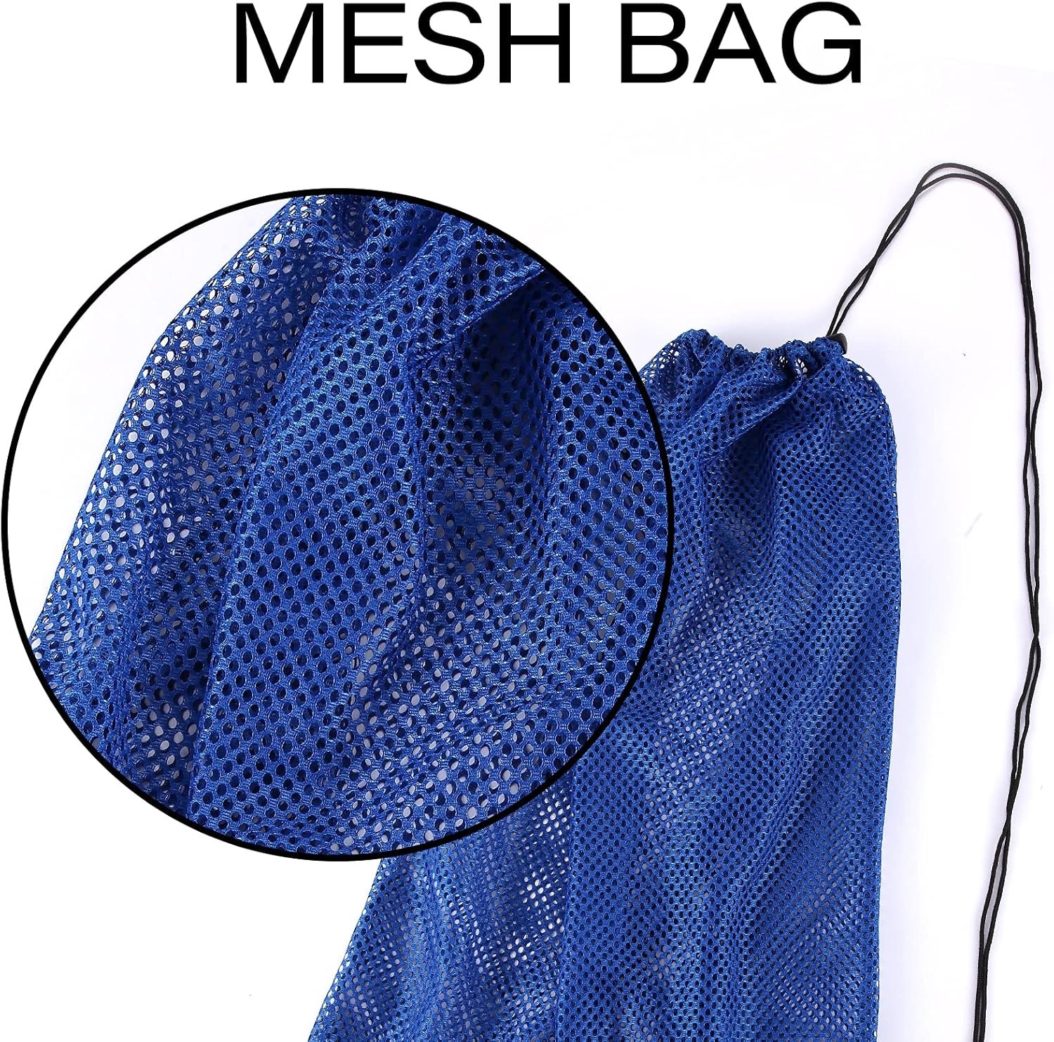 2 Packs Mesh Gear Bag for Snorkel Equipment, Oversized 18" x 27" Dive Scuba Diving Backpack Snorkeling, Fins, Swimming Gear, Beach and Sports Equipment Black & Blue