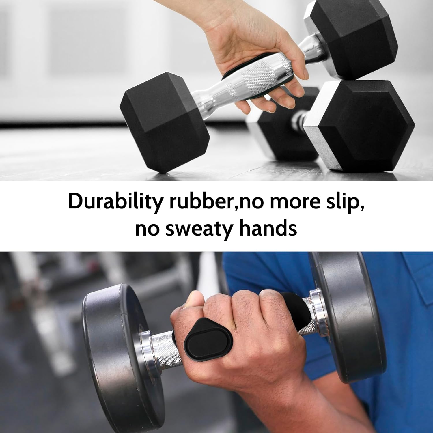 Weight Lifting Grips - Rubber Anti-Slip Workout Grips, Ergonomics Hand Protector Gloves for Gym Training and Exercise, Dumbbell, Bar Pad, Pull Up Men Women, No Sweaty Black