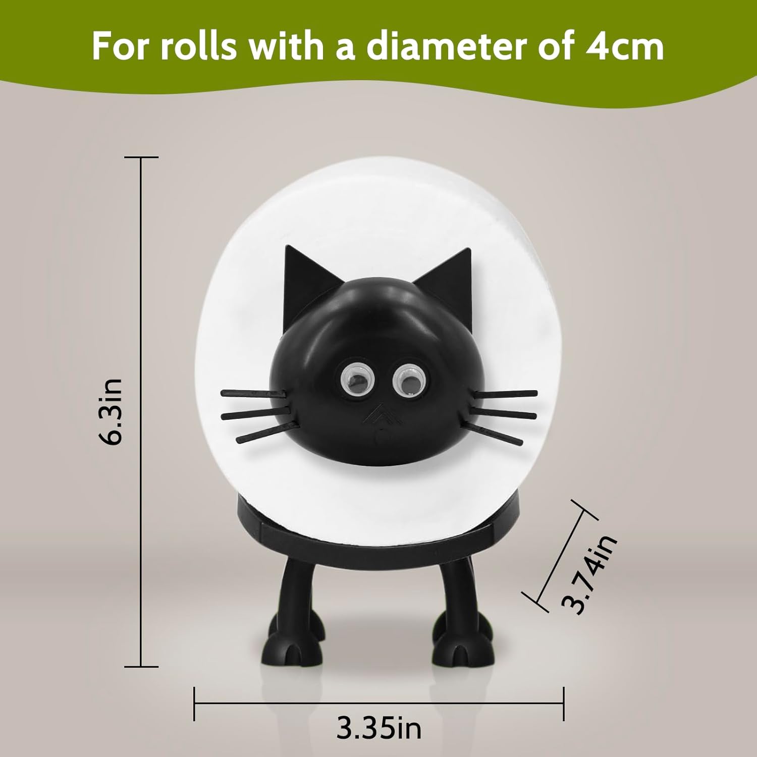 Cat Toilet Roll Holder: Tissue Paper Storage Stand - 3D Printed Black Loo Holder Bathroom Set for Shelf Housewarming Gift Decor Cat-1Pcs Cat-1pcs
