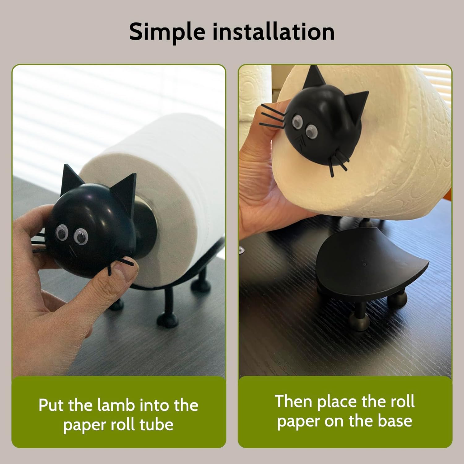 Cat Toilet Roll Holder: Tissue Paper Storage Stand - 3D Printed Black Loo Holder Bathroom Set for Shelf Housewarming Gift Decor Cat-1Pcs Cat-1pcs