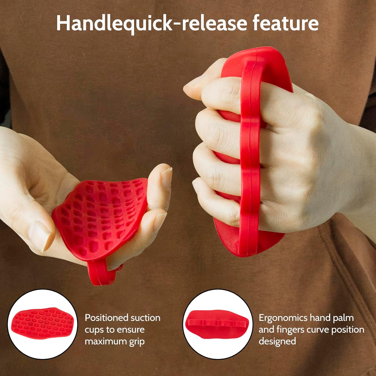 Anti-Slip Workout Grips: New Rubber Gym Grips Deadlifts Palm Protection Gloves for Weight Lifting, Dumbbell, Deadlift, Bar Pad Pull Up Grippers, Training and Exercise Men Women Red Pair
