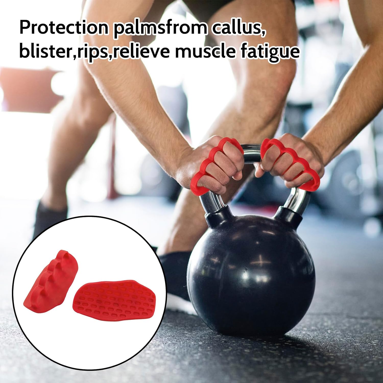Anti-Slip Workout Grips: New Rubber Gym Grips Deadlifts Palm Protection Gloves for Weight Lifting, Dumbbell, Deadlift, Bar Pad Pull Up Grippers, Training and Exercise Men Women Red Pair