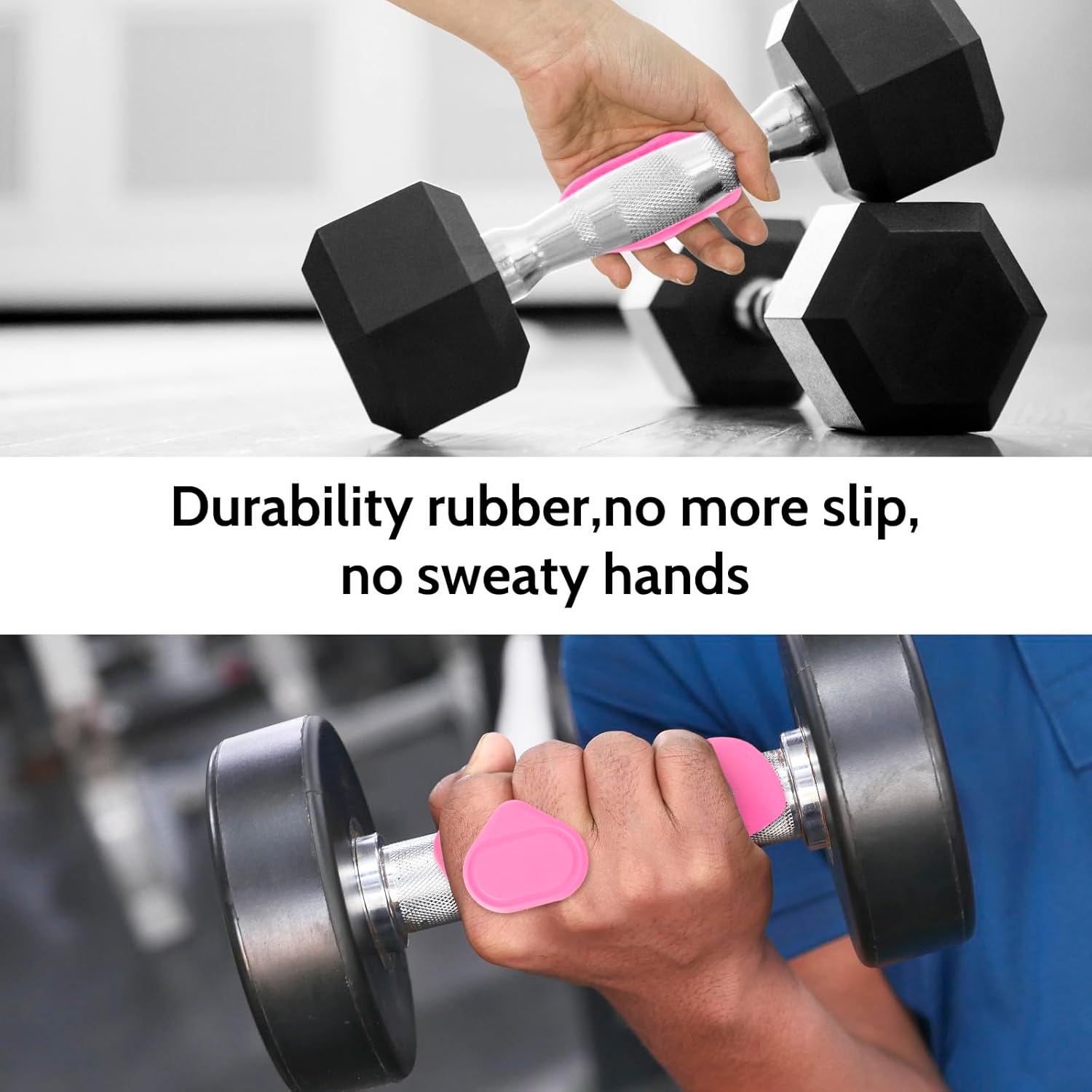 Weight Lifting Grips - Rubber Anti-Slip Workout Grips, Ergonomics Hand Protector Gloves for Gym Training and Exercise, Dumbbell, Bar Pad, Pull Up Men Women, No Sweaty Red