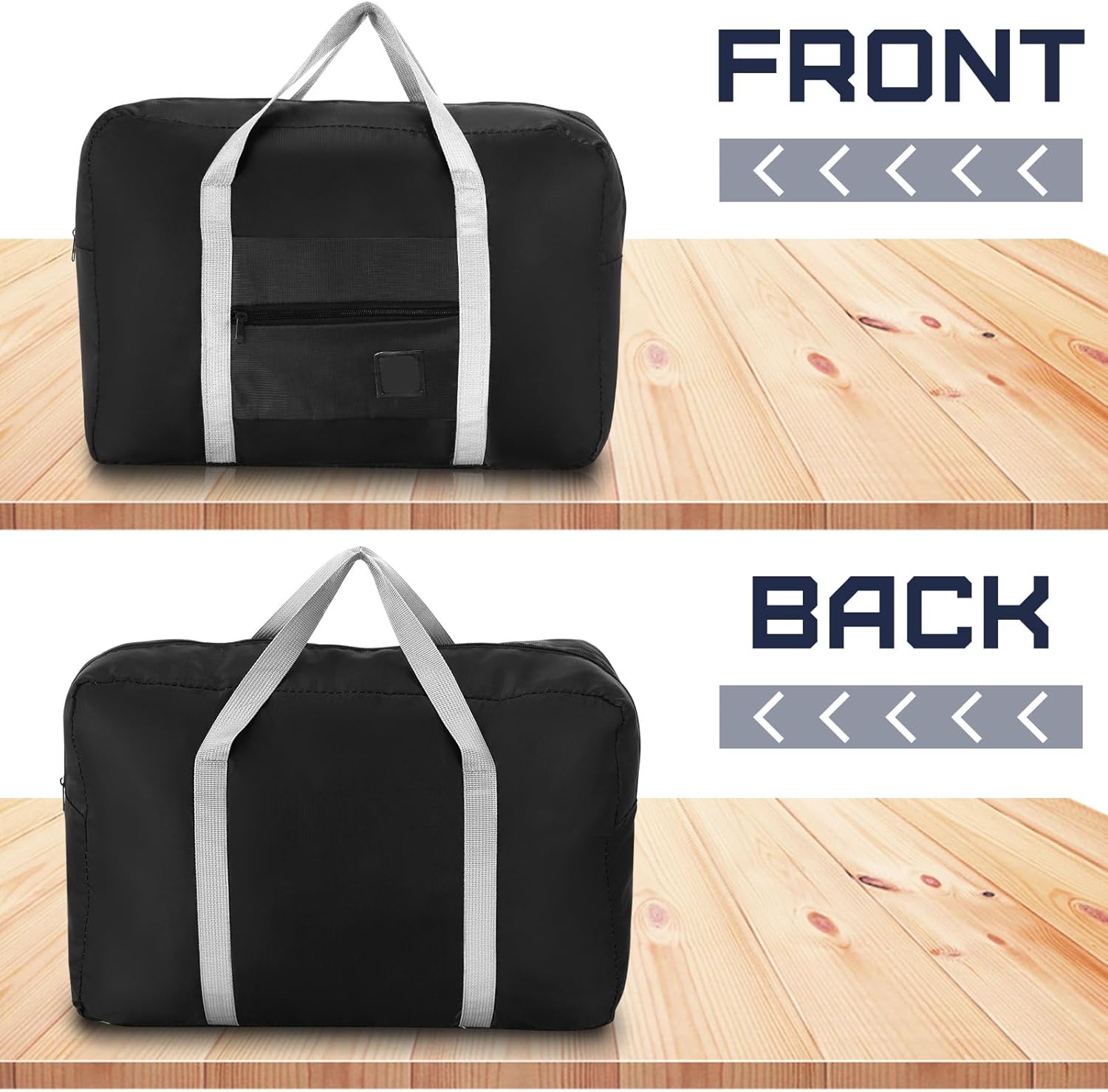 12 Pcs Foldable Travel Bags Bulk Duffel Waterproof Lightweight Carry on for Sports Gym Weekender Outing Overnight Black Black