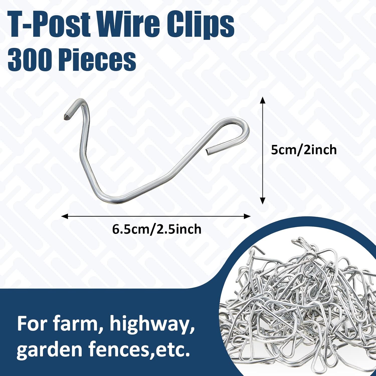 300 Pieces T Post Wire Clips Fence Fencing for Securing Galvanized Steel Barbed Garden Farm Highway Sport Fences