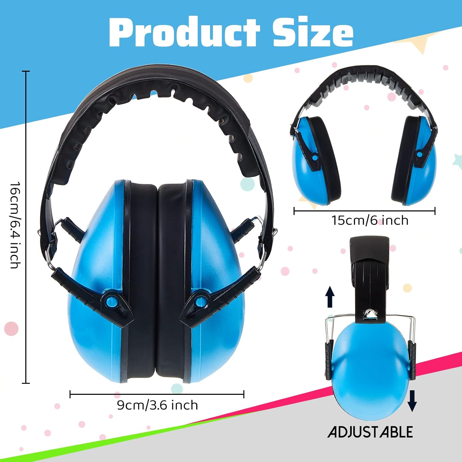 6 Pcs Noise Cancelling Headphones Kids Adult Ear Muffs Bulk, Protection 27db Reduction Hearing Earmuff Novel Style,Green Pink Blue Green Blue