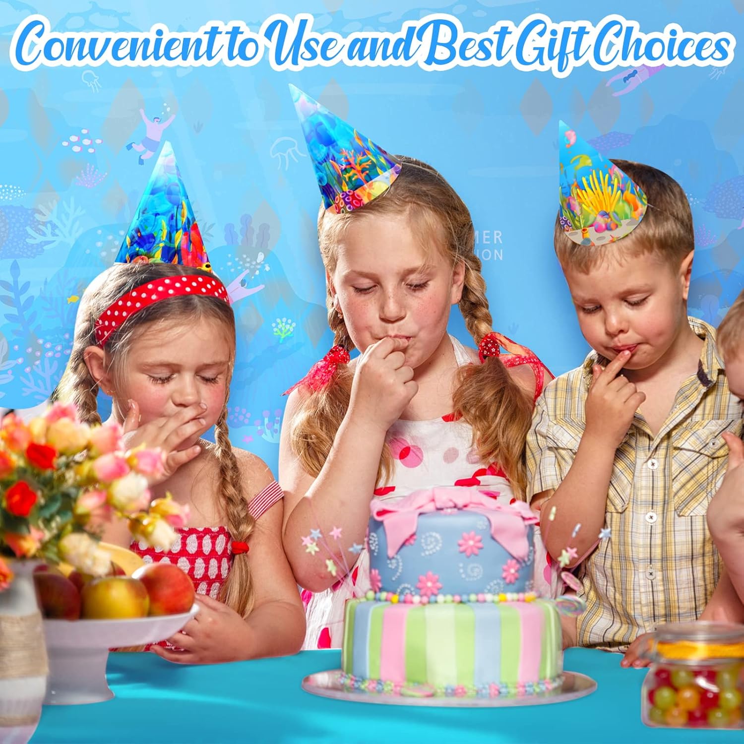 12 Pcs Ocean Theme Round Tablecloth,disposable Assorted Blue Tablecloth, Plastic Light Table Covers for Under the Sea Beach Surf Pool Party Birthday Decoration, 84" Inch