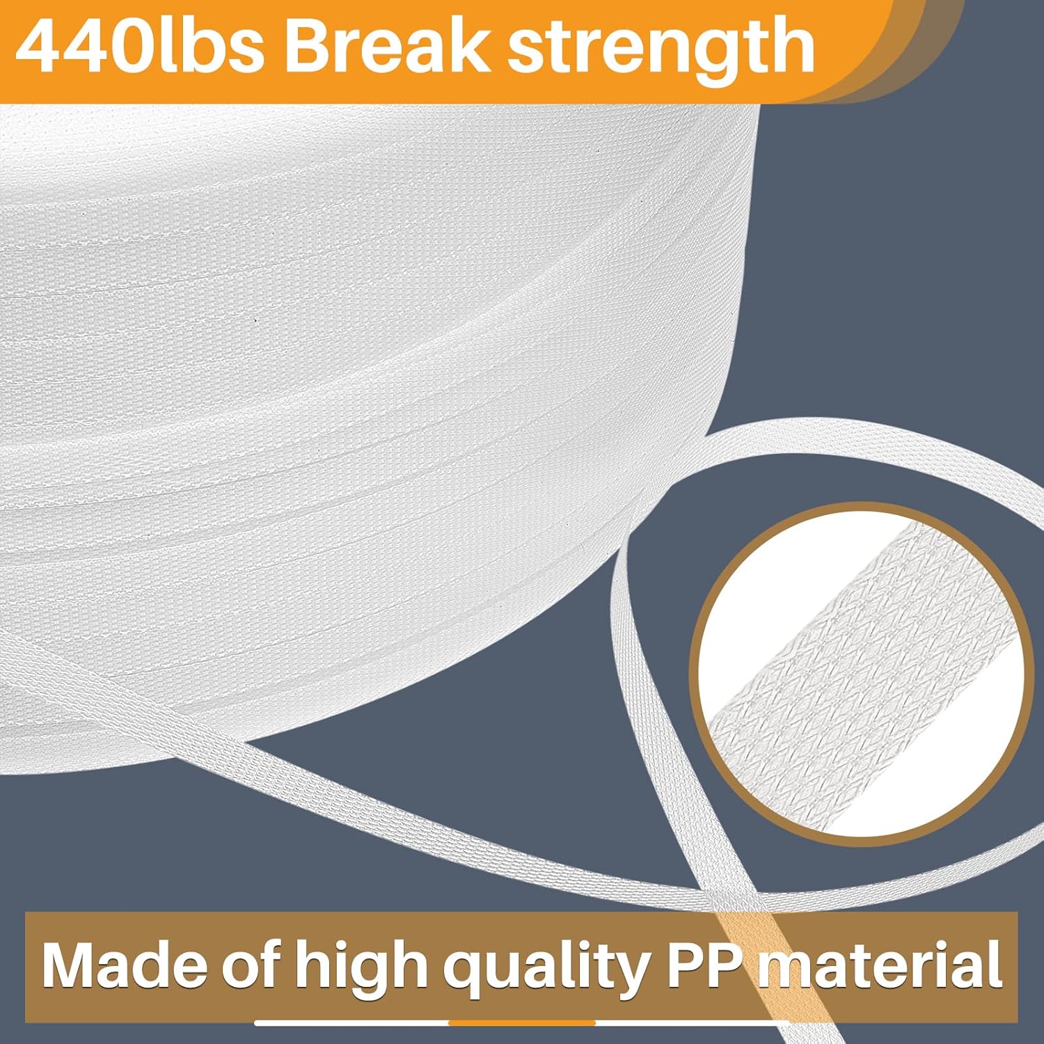 1/2 Inch Strapping, Polypropylene PP Heavy Duty Poly Packaging Strapping Roll 440 Lbs Break Strength for Banding Packing Industrial Machine 9900 ft,White White 9900 ft