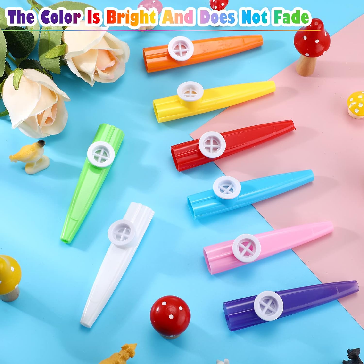 72 Pcs 8 Colors Plastic Kazoos Bulk Kazoo Musical Instruments for Party Favors Music Classroom and Events Gifts Bag Fillers Teacher Prizes Birthday Anniversary Christmas