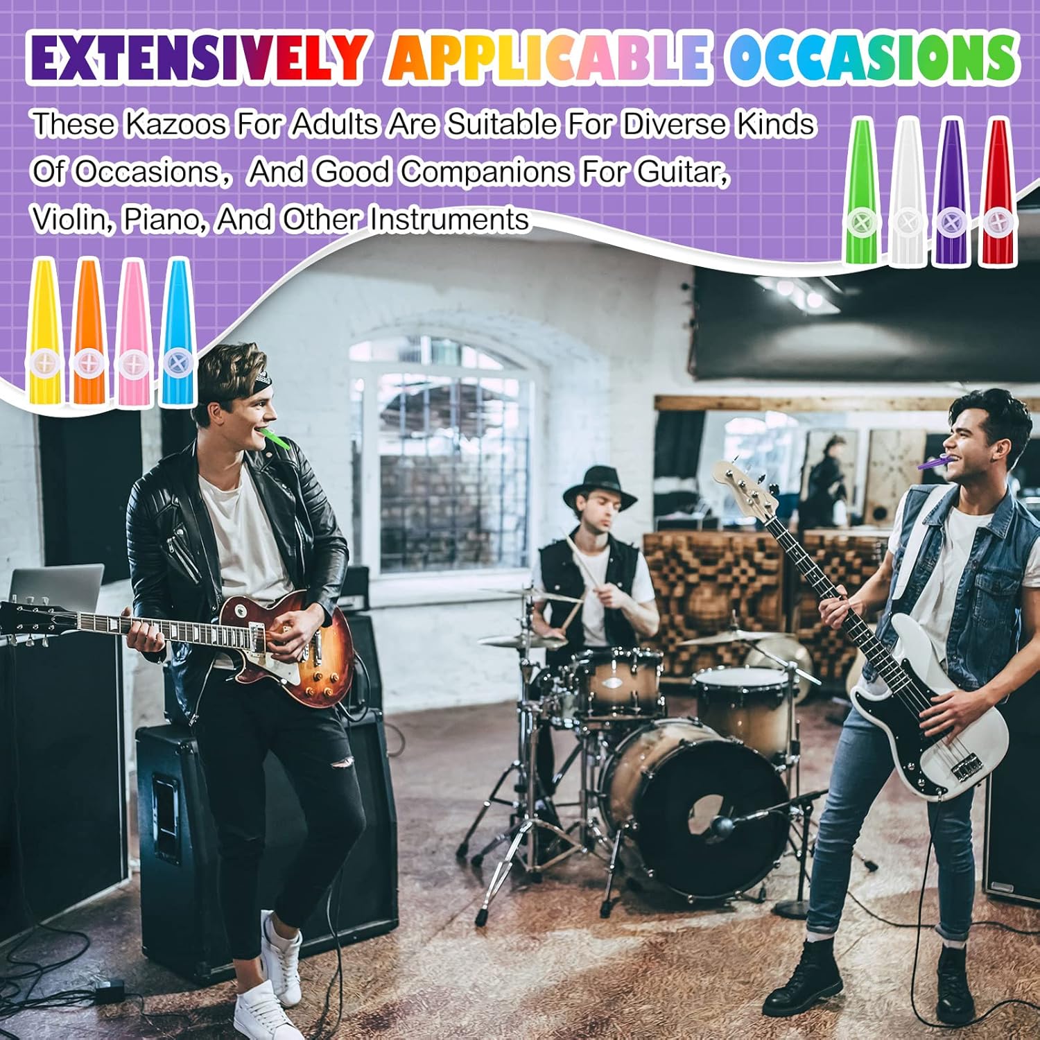 72 Pcs 8 Colors Plastic Kazoos Bulk Kazoo Musical Instruments for Party Favors Music Classroom and Events Gifts Bag Fillers Teacher Prizes Birthday Anniversary Christmas