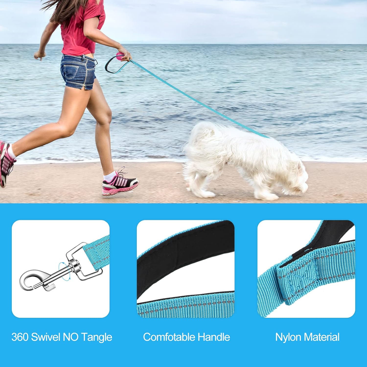 12 Pack Dog Leash Bulk, Double Sided Reflective, Nylon Leashes with Padded Handle for Small, Medium, and Large Dogs, 5 Feet Long, Puppy Walking Training