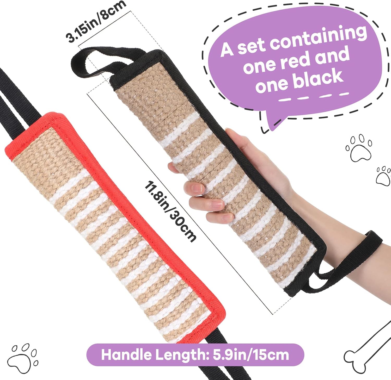 2 Pcs Dog Tug Toy,tug of War,Fight Pillow with Handles Tough Jute for Small Medium Large Dogs Puppy Training Bite Interactive Play