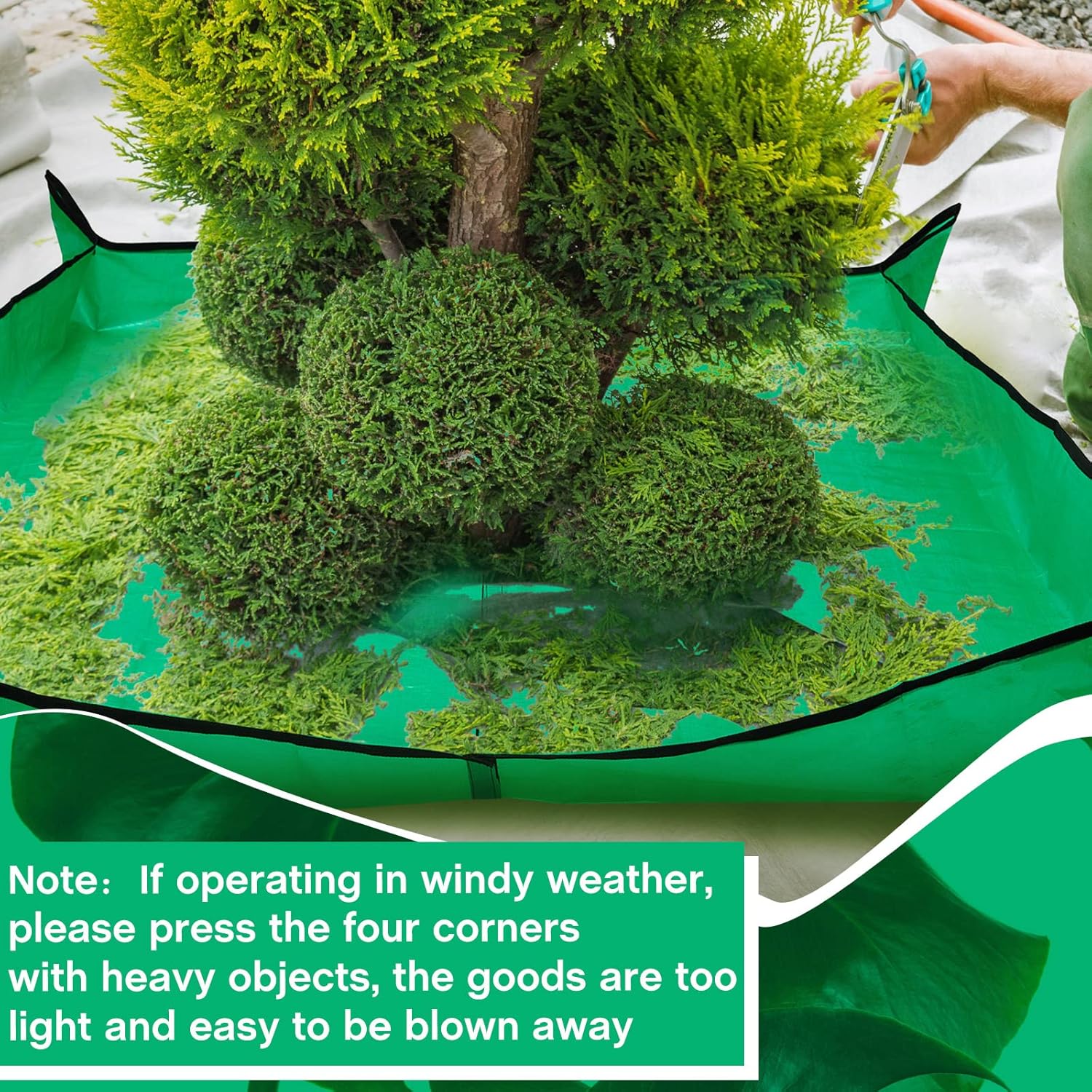2 Set Landscape Pruning Tarp 78.7"x78.7" Waterproof Bush Trimming with Hole Shrub Catcher Four Corner Buckles for Leaf Collection Garden Tree Accessories