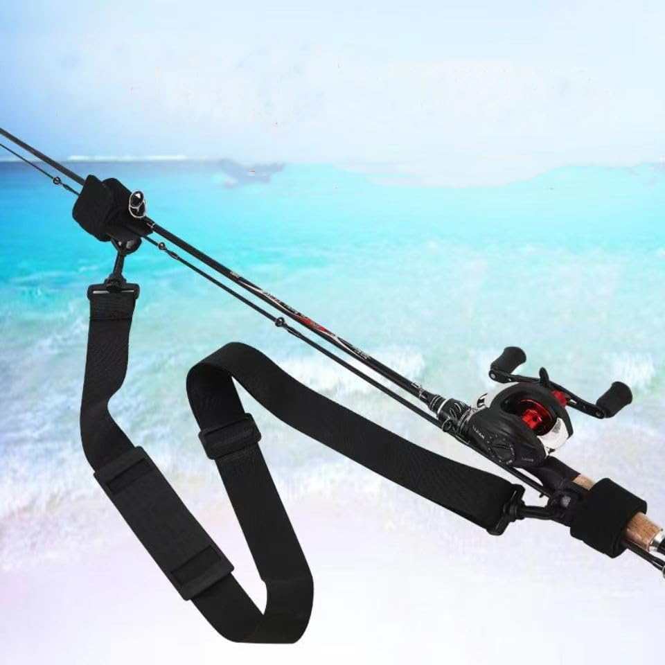 Fishing Rod Carry Strap，Sling Band Adjustable Shoulder Belt Tackle Holder，Nylon 2