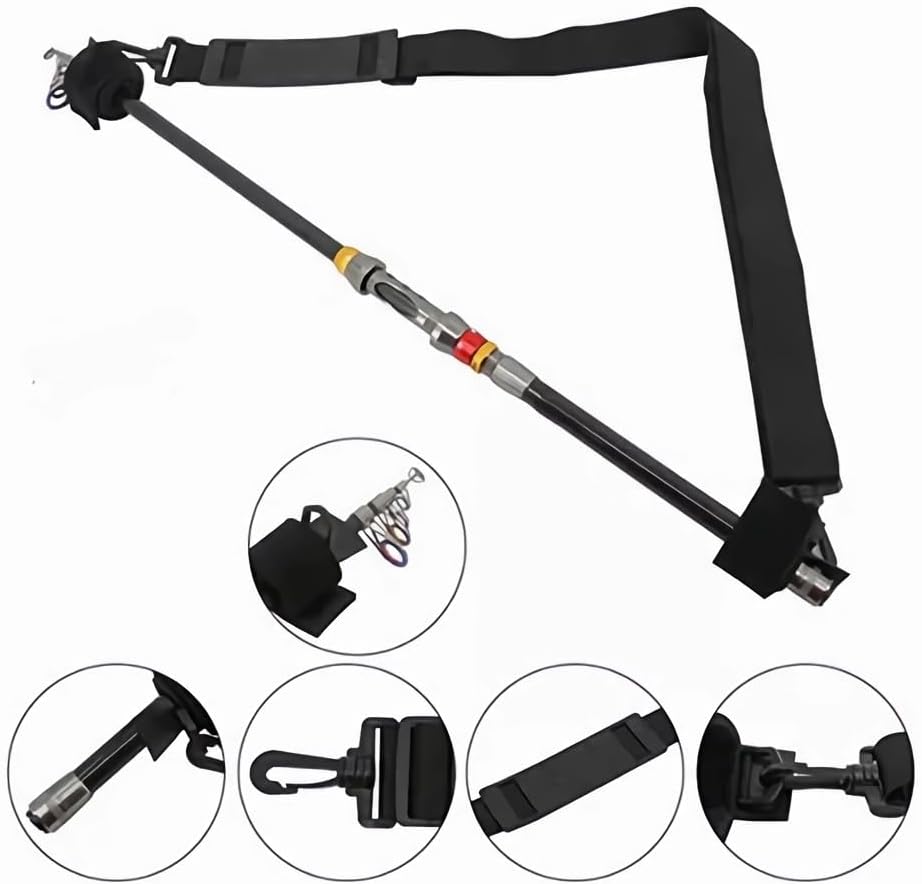 Fishing Rod Carry Strap，Sling Band Adjustable Shoulder Belt Tackle Holder，Nylon 2