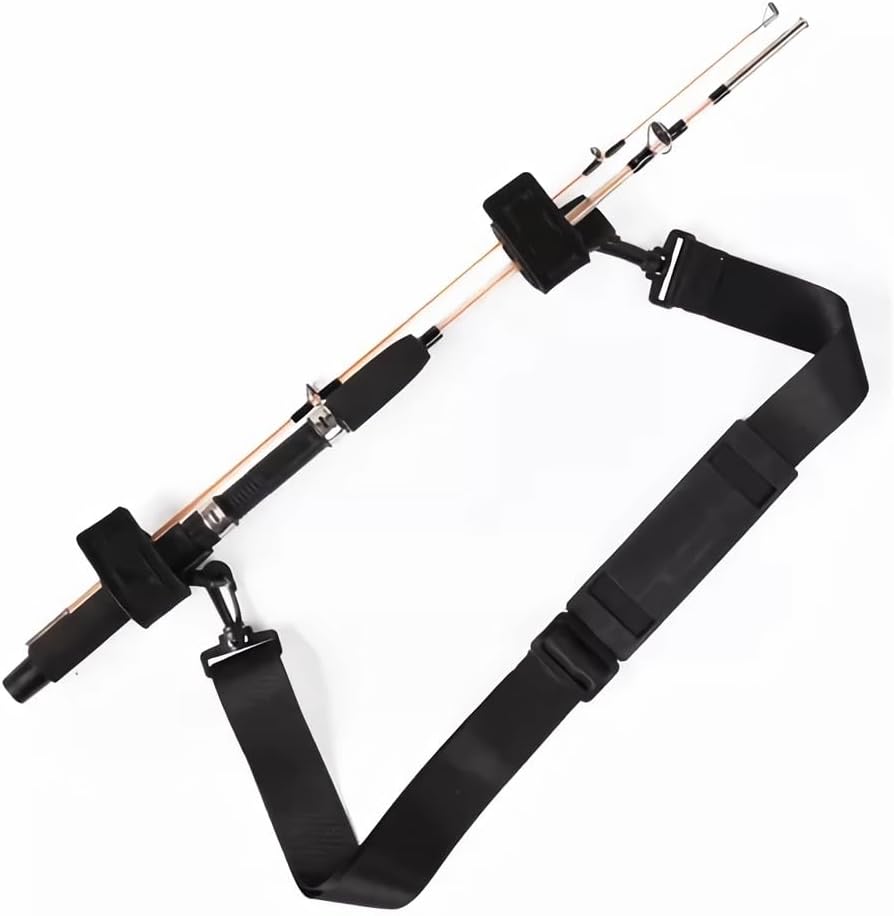 Fishing Rod Carry Strap，Sling Band Adjustable Shoulder Belt Tackle Holder，Nylon 2