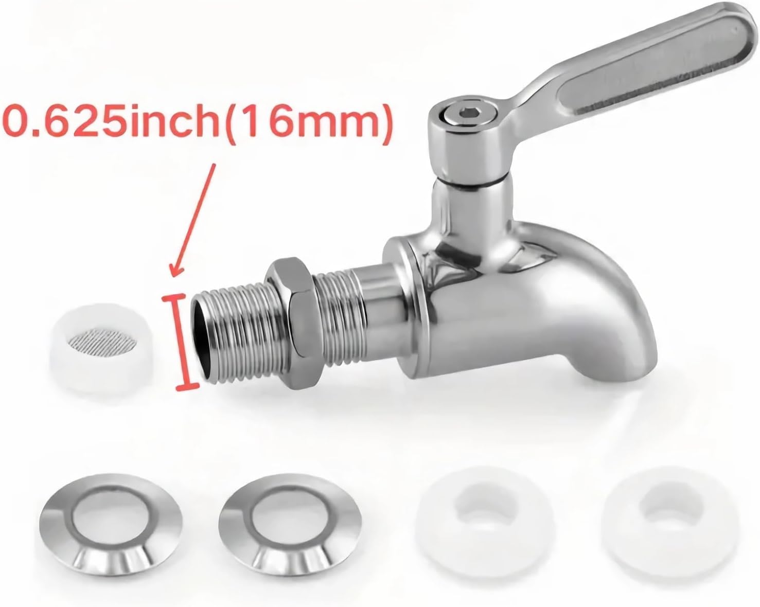 Stainless Steel Beverage Jar Dispenser Replacement Spigot Faucet, For Dispensers - Durable Outdoor Water Faucet Sun Tea Jars, Perfect Parties & Camping 16mm 5/8 inch