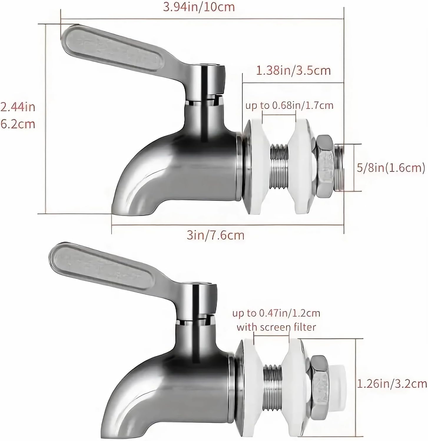 Stainless Steel Beverage Jar Dispenser Replacement Spigot Faucet, For Dispensers - Durable Outdoor Water Faucet Sun Tea Jars, Perfect Parties & Camping 16mm 5/8 inch