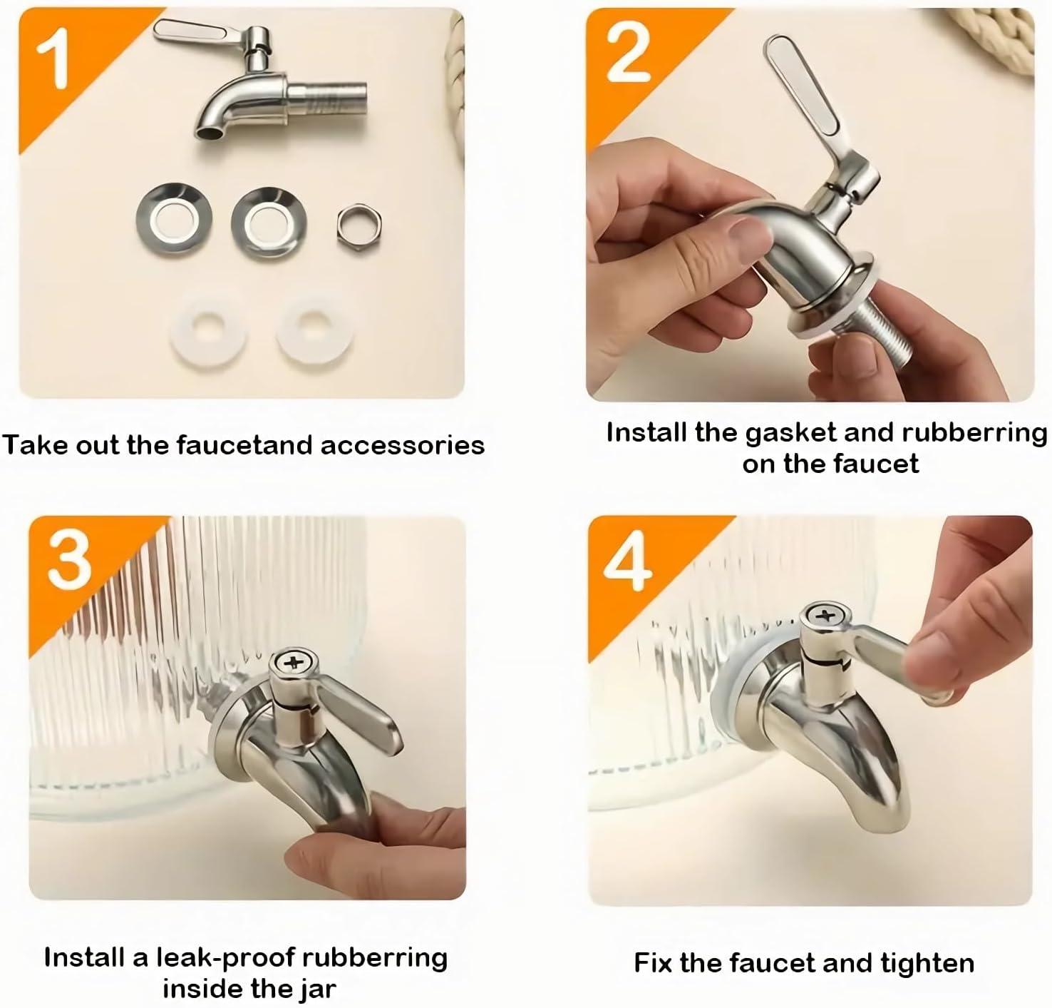 Stainless Steel Beverage Jar Dispenser Replacement Spigot Faucet, For Dispensers - Durable Outdoor Water Faucet Sun Tea Jars, Perfect Parties & Camping 16mm 5/8 inch