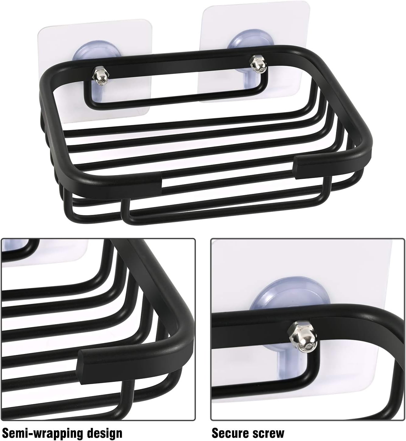 Soap Dish,Premium Dish for Shower, Space Aluminum Wall Mounted Bar Holder Bathroom Shower Kitchen Wall, Drilling Installation or Directly Paste Black 5׳.5ױinch