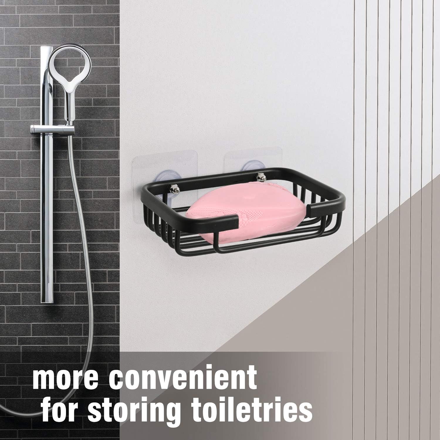 Soap Dish,Premium Dish for Shower, Space Aluminum Wall Mounted Bar Holder Bathroom Shower Kitchen Wall, Drilling Installation or Directly Paste Black 5׳.5ױinch