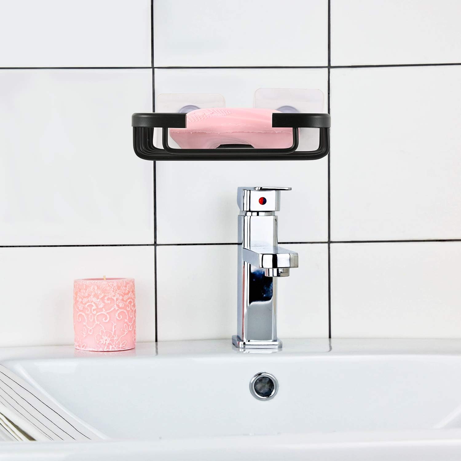 Soap Dish,Premium Dish for Shower, Space Aluminum Wall Mounted Bar Holder Bathroom Shower Kitchen Wall, Drilling Installation or Directly Paste Black 5׳.5ױinch