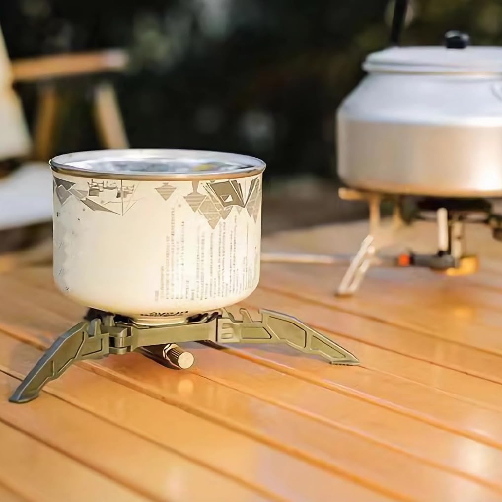 2Pcs Camping Stove Fuel Can Stabilizer, Mini Foldable Outdoor Hiking Cooking Gas Tank Bracket,Foldable Cartridge Canister Tripod Oranger