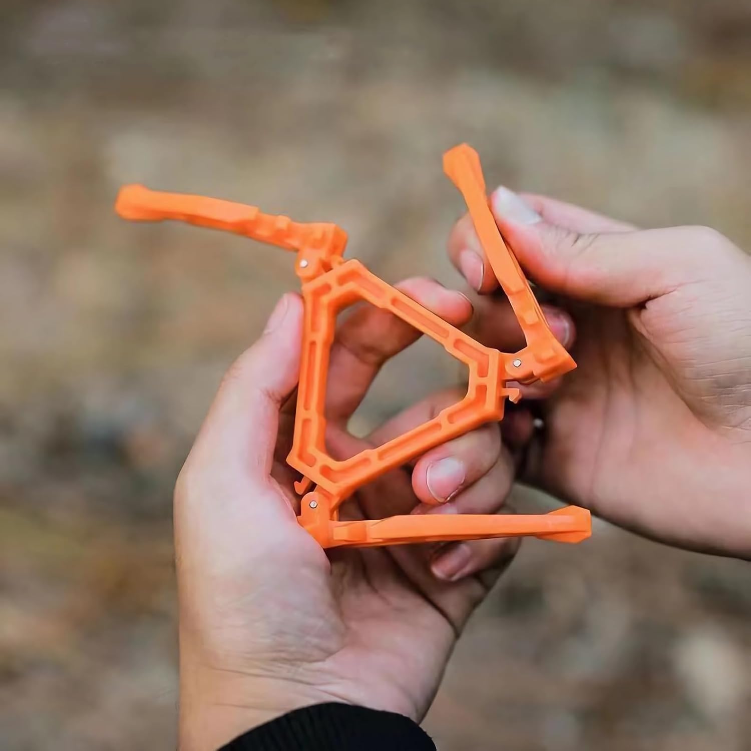 2Pcs Camping Stove Fuel Can Stabilizer, Mini Foldable Outdoor Hiking Cooking Gas Tank Bracket,Foldable Cartridge Canister Tripod Oranger