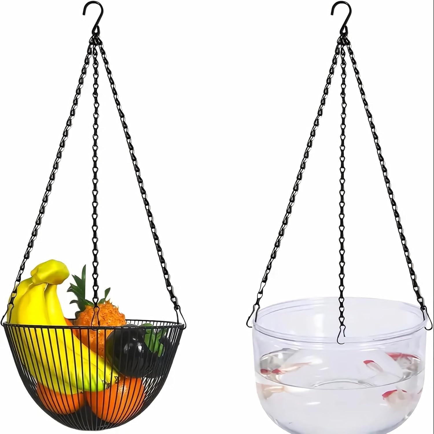 Hanging Basket Chain, 3 Sets Plant Hanger Metal Chains with Clips for Flower Pots, Planters, Bird Cage, Lanterns Black Clips
