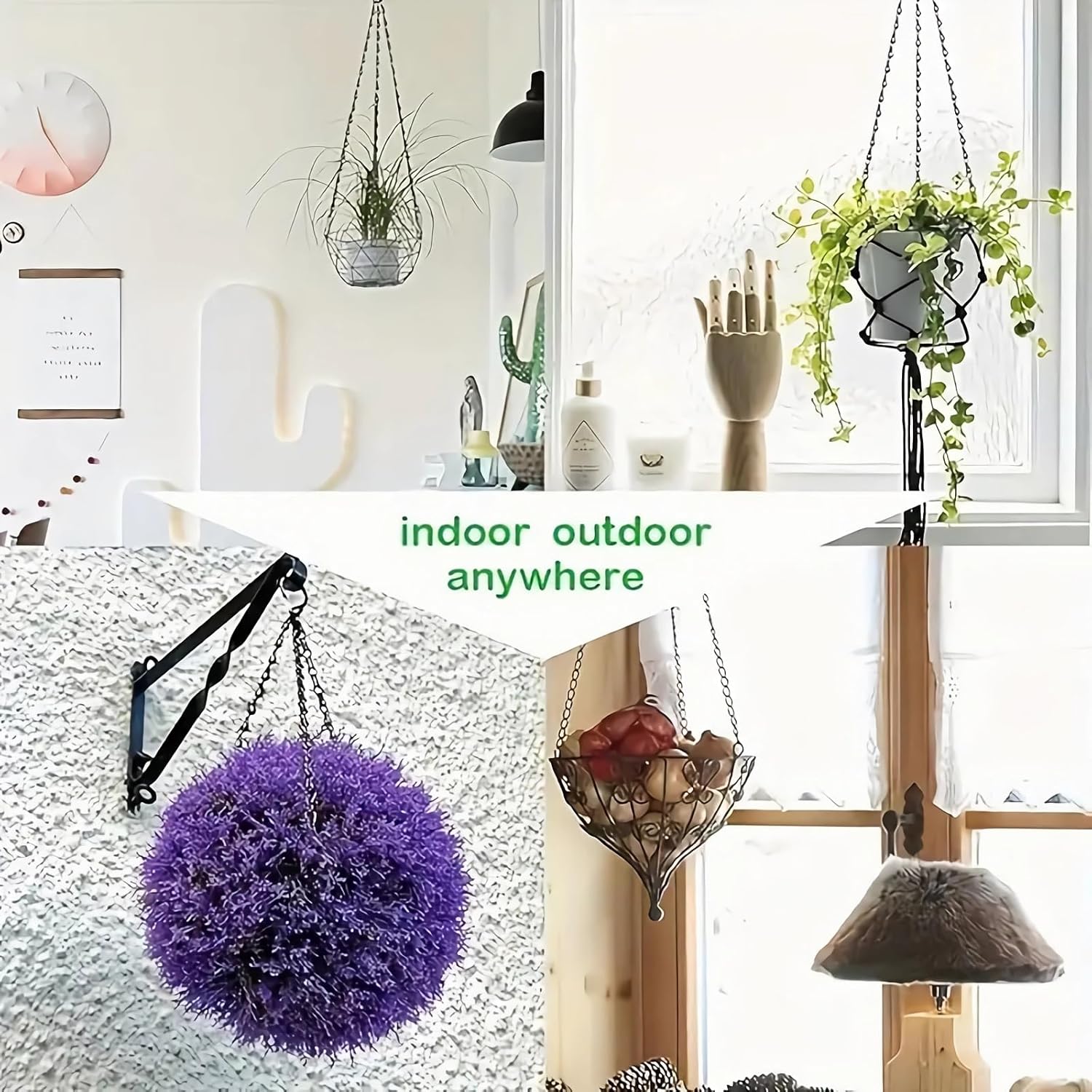 Hanging Basket Chain, 3 Sets Plant Hanger Metal Chains with Clips for Flower Pots, Planters, Bird Cage, Lanterns Black Clips