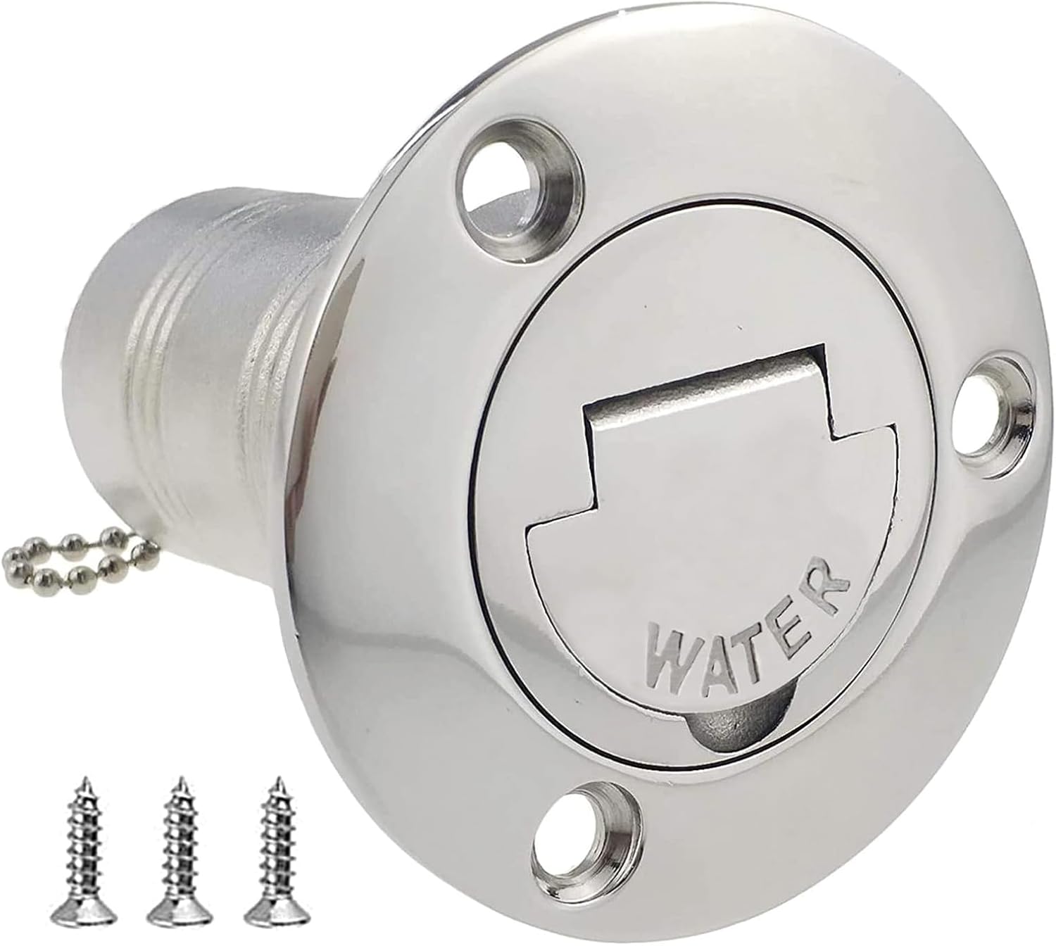 1-1/2" 38mm Boat Gas/Fuel/Diesel/Water/Waste Deck Fill/Filler with Keyless Cap 1-1/2" Marine Mirror- Polished 316 Stainless Steel Hardware for Yacht Caravan WATER