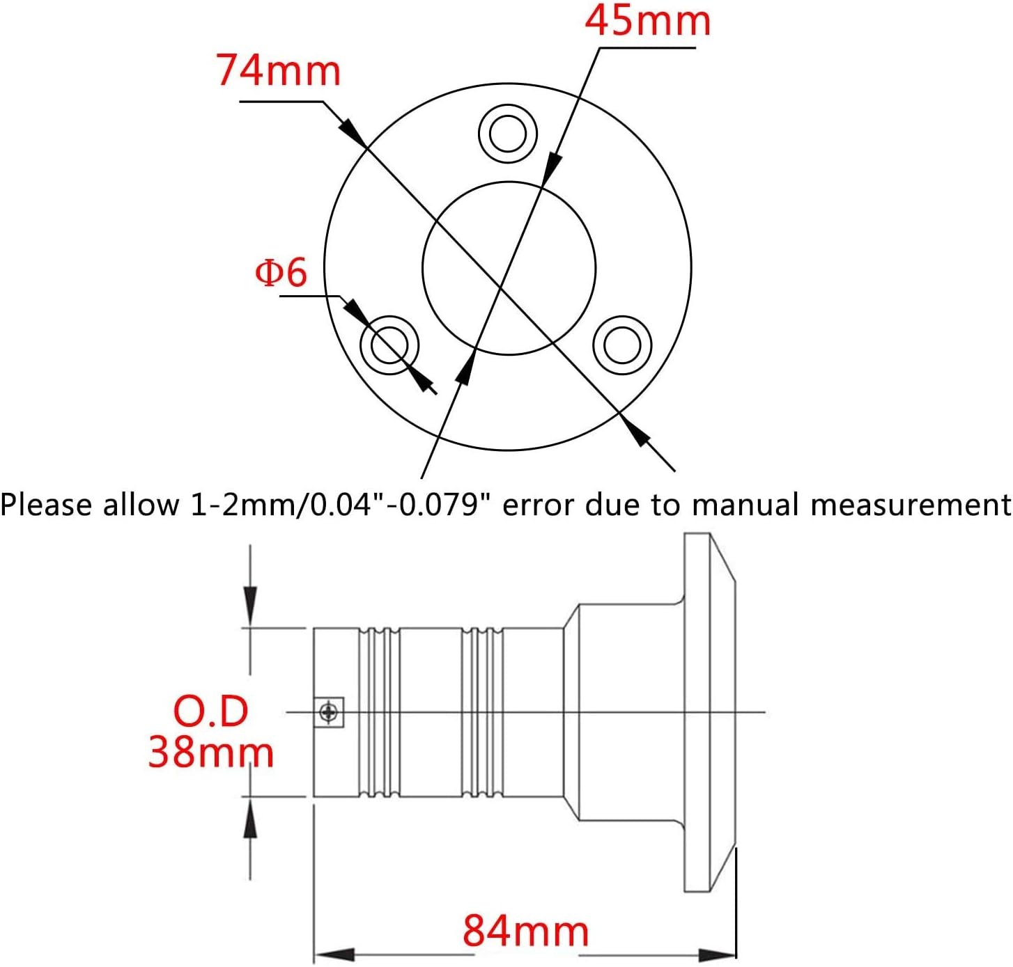 1-1/2" 38mm Boat Gas/Fuel/Diesel/Water/Waste Deck Fill/Filler with Keyless Cap 1-1/2" Marine Mirror- Polished 316 Stainless Steel Hardware for Yacht Caravan WATER