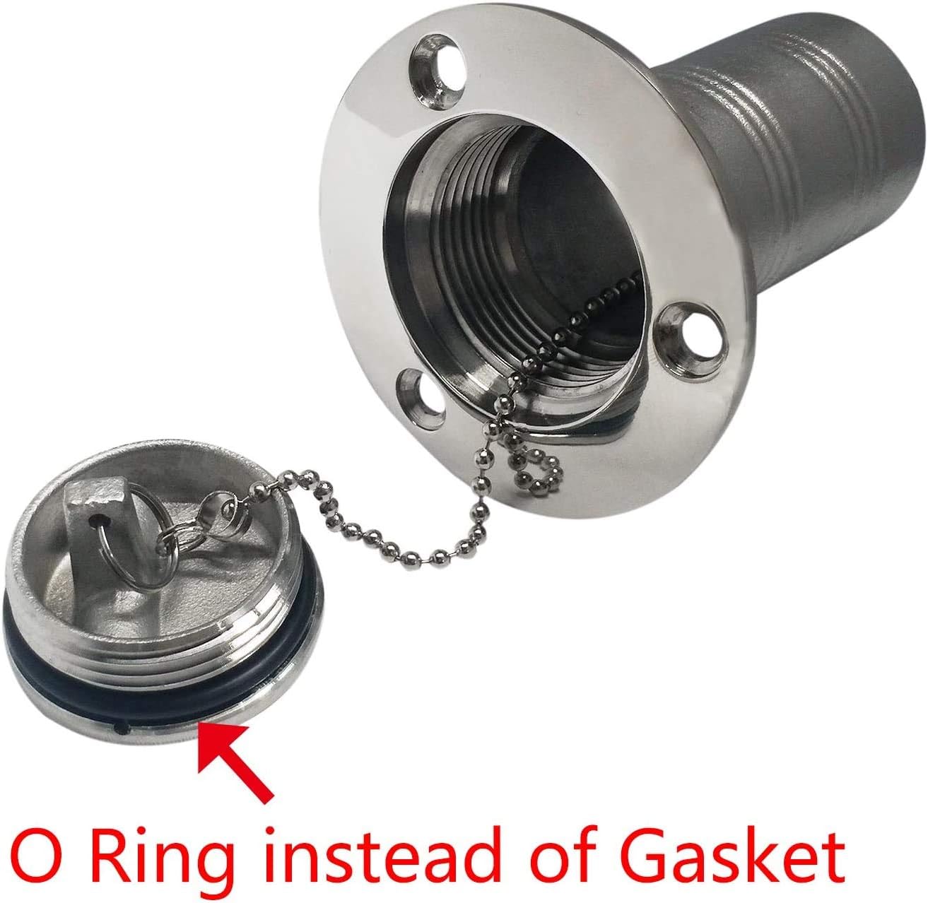 1-1/2" 38mm Boat Gas/Fuel/Diesel/Water/Waste Deck Fill/Filler with Keyless Cap 1-1/2" Marine Mirror- Polished 316 Stainless Steel Hardware for Yacht Caravan WATER
